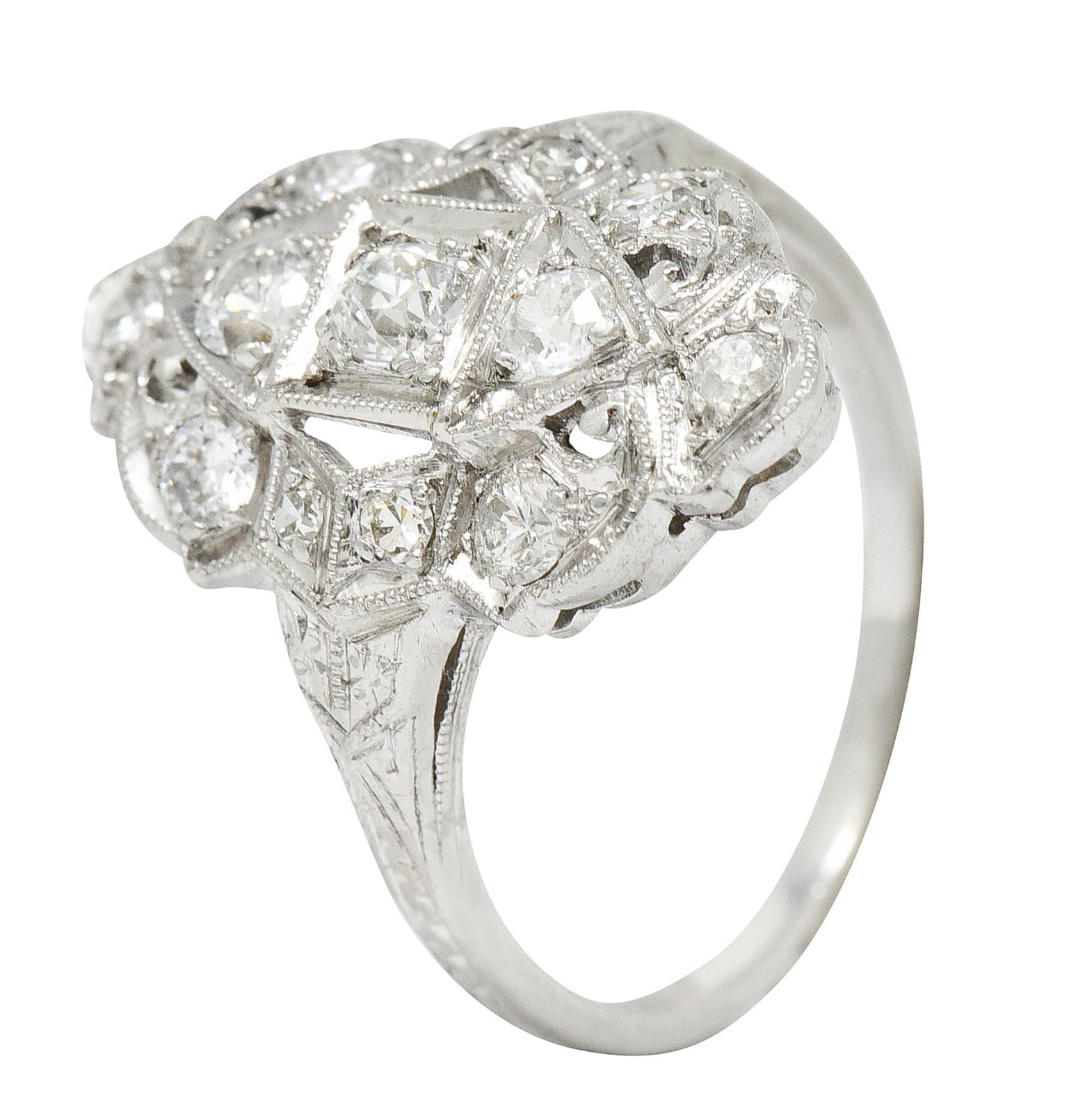 1920's Art Deco 0.80 CTW Diamond Platinum Dinner RingRing - Wilson's Estate Jewelry