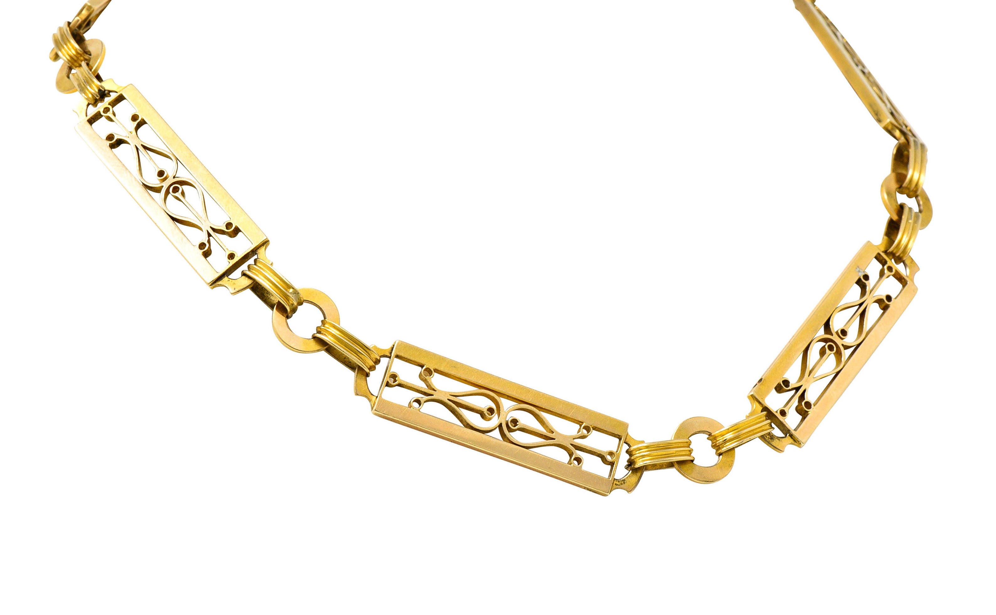 Russian Victorian 14 Karat Gold Statement Link Watch Chain NecklaceNecklace - Wilson's Estate Jewelry