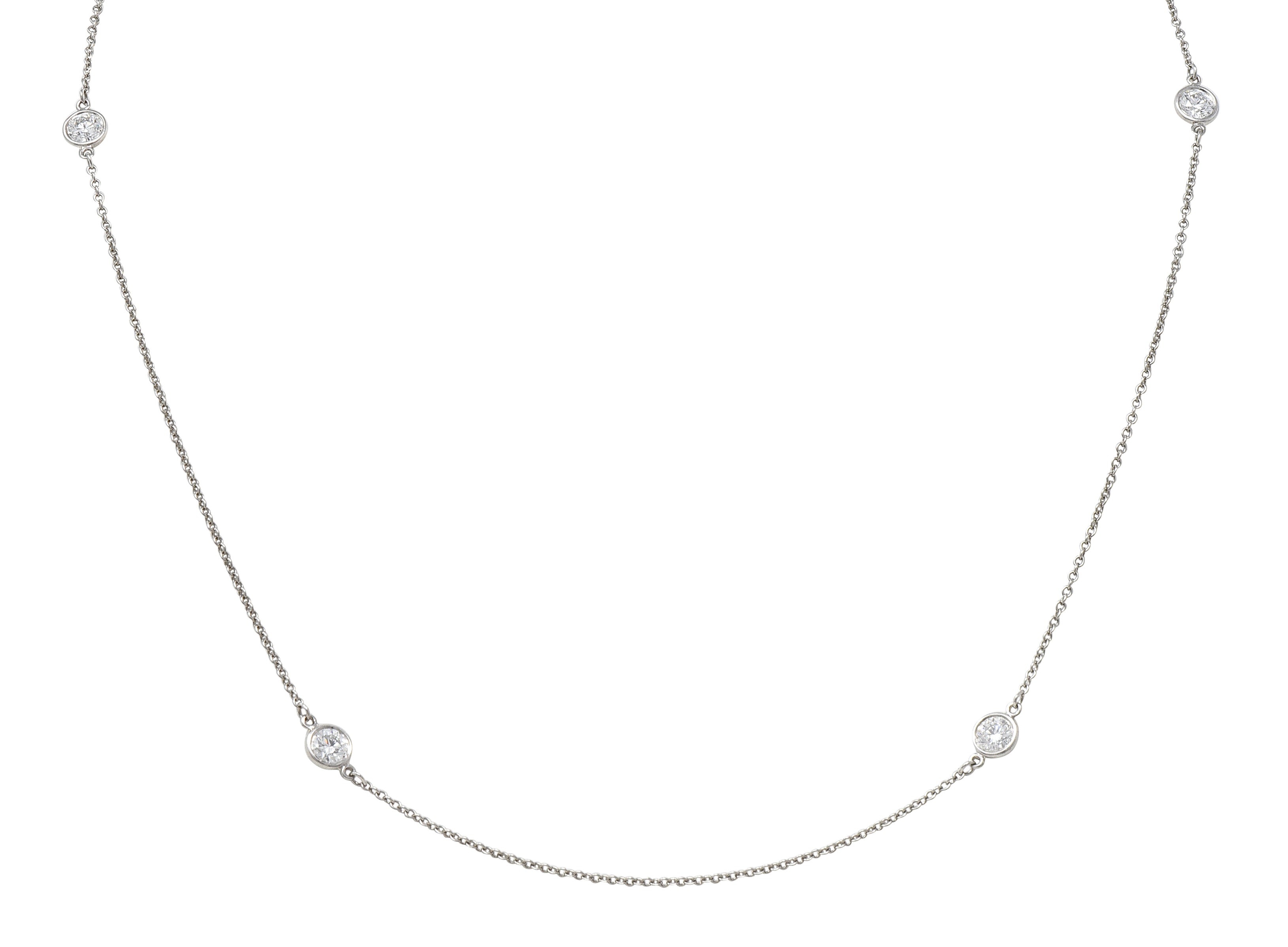 Elsa Peretti Tiffany & Co. 1.00 CTW Diamond Platinum Diamonds By The Yard Vintage Station Necklace Wilson's Estate Jewelry