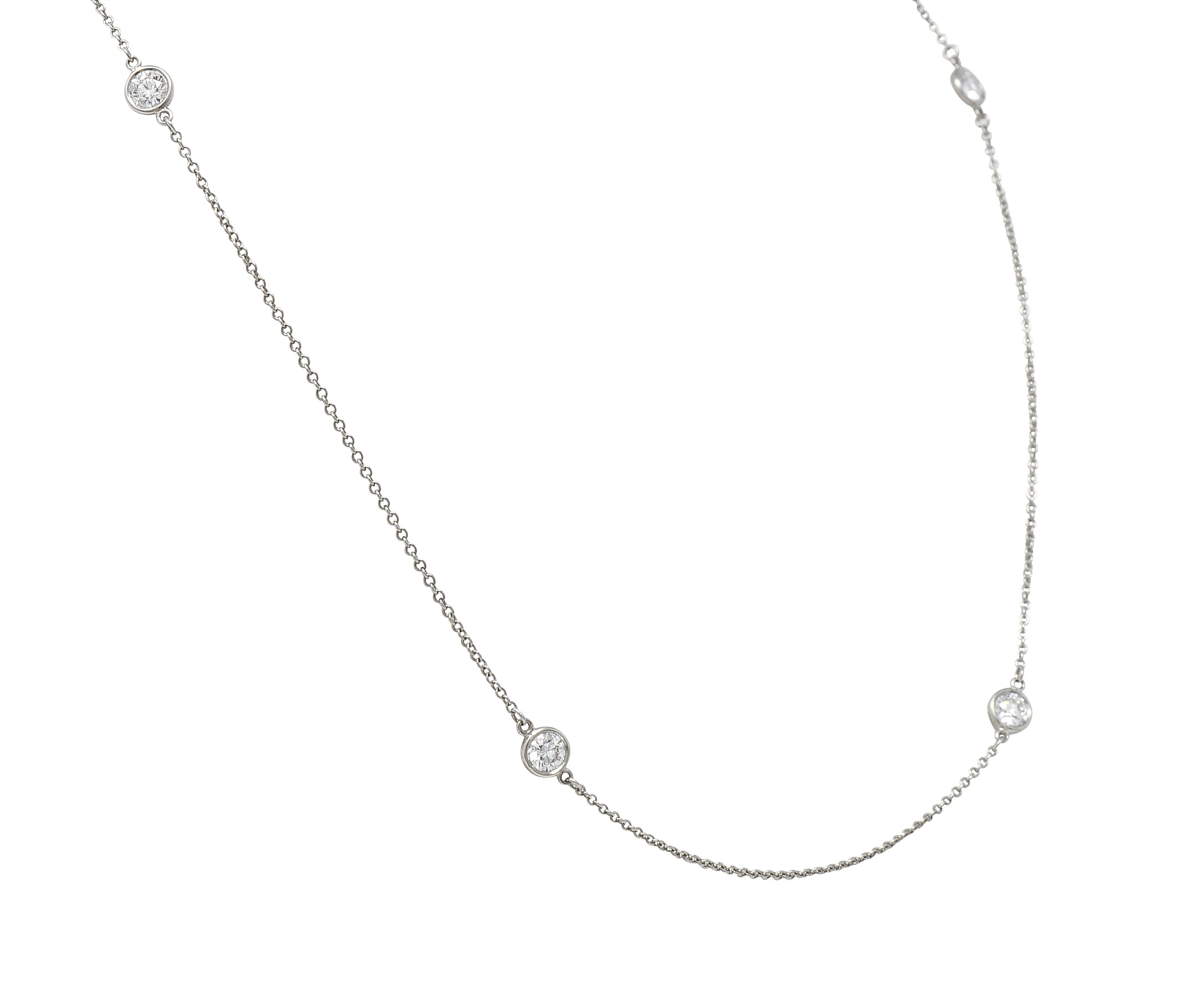 Elsa Peretti Tiffany & Co. 1.00 CTW Diamond Platinum Diamonds By The Yard Vintage Station Necklace Wilson's Estate Jewelry