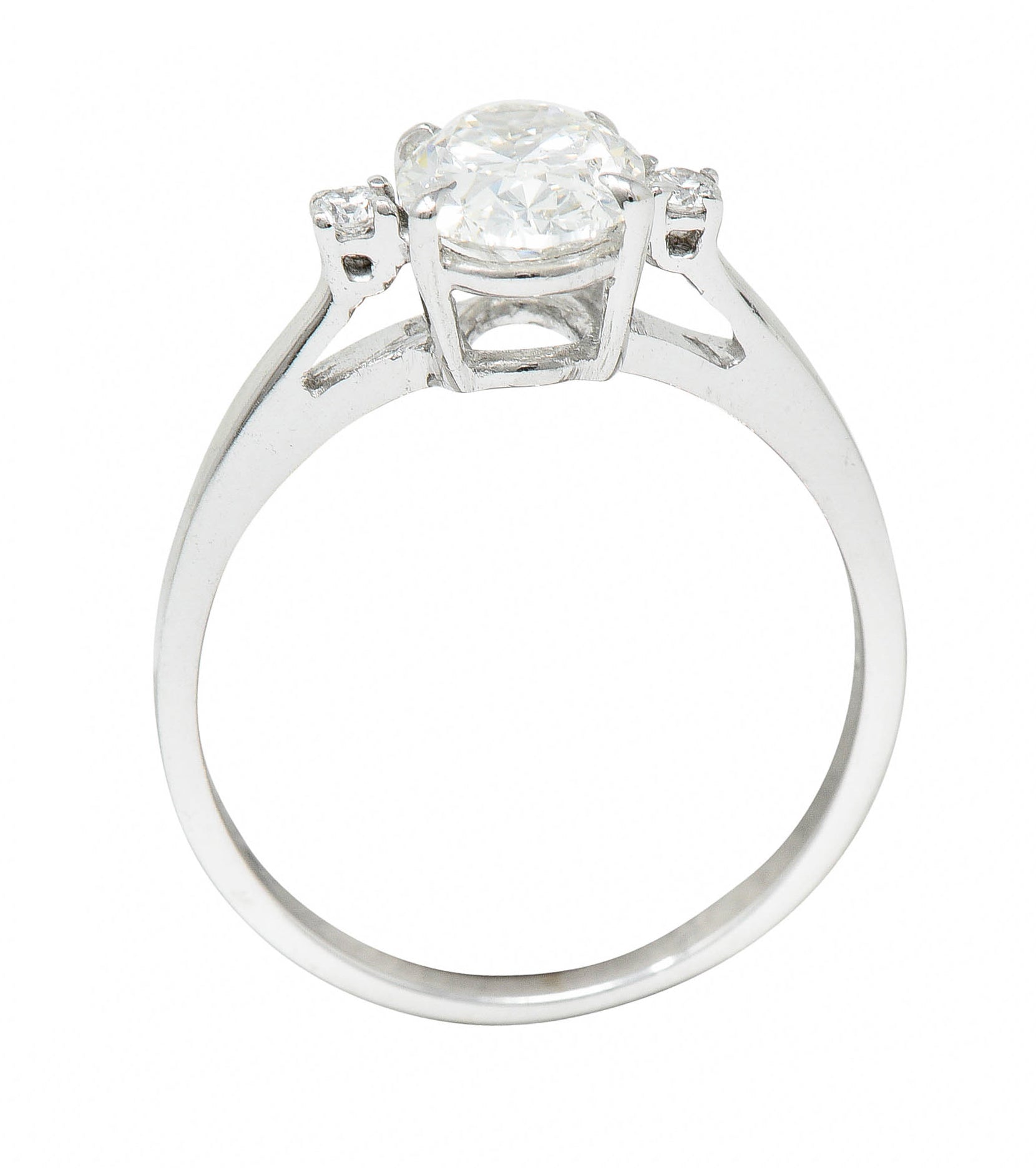 Contemporary 1.28 CTW Oval Diamond 14 Karat White Gold Engagement RingRing - Wilson's Estate Jewelry