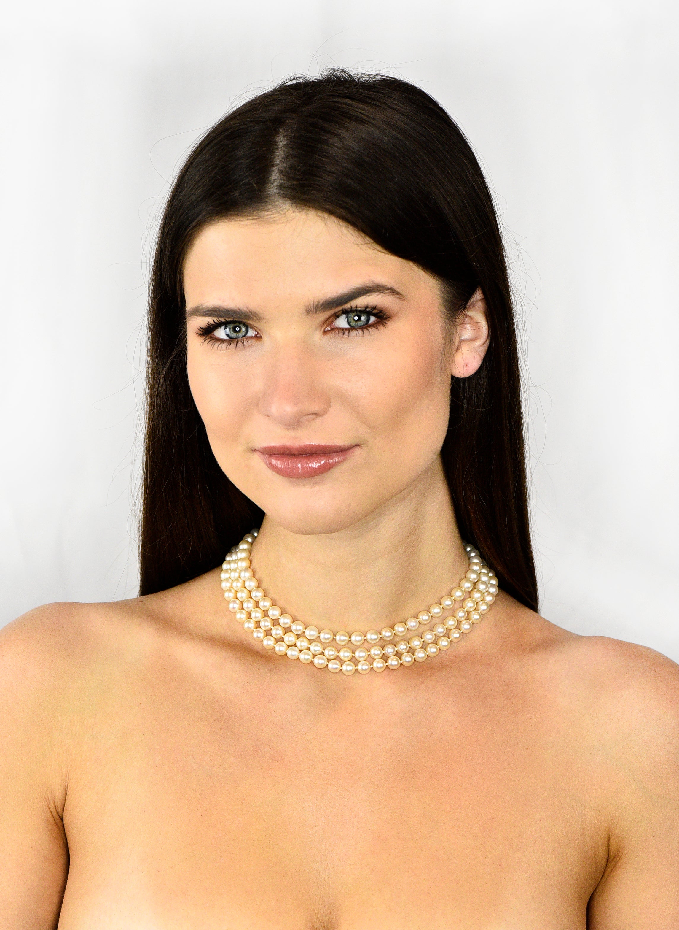 Retro 1.70 CTW Diamond Cultured Pearl 14 Karat White Gold Multi-Strand Necklace & BroochNecklace - Wilson's Estate Jewelry