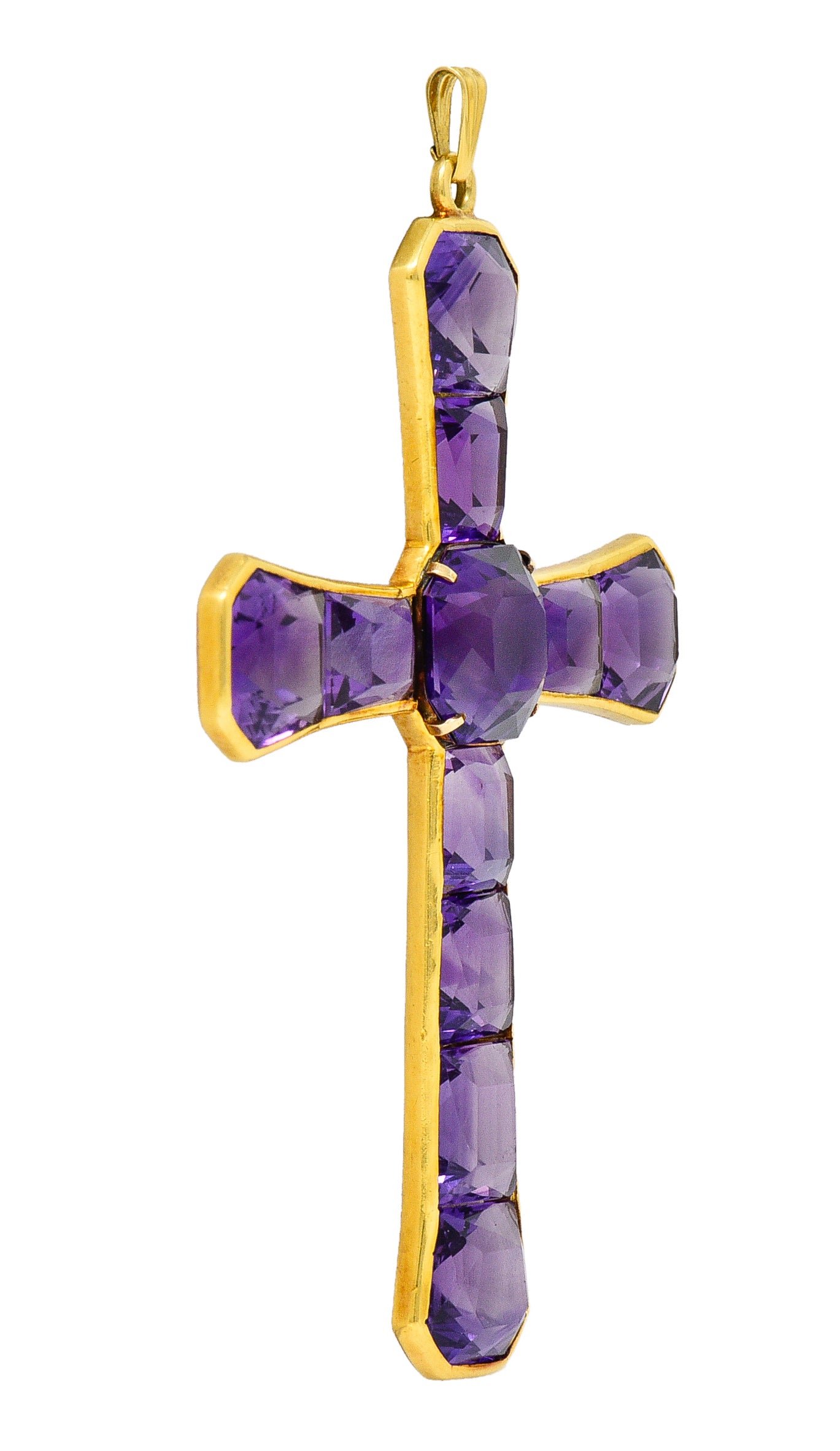 Substantial Victorian Tiffany & Co. Amethyst 18 Karat yellow Gold Unisex Cross Pendant Wilson's Antique & Estate Jewelry