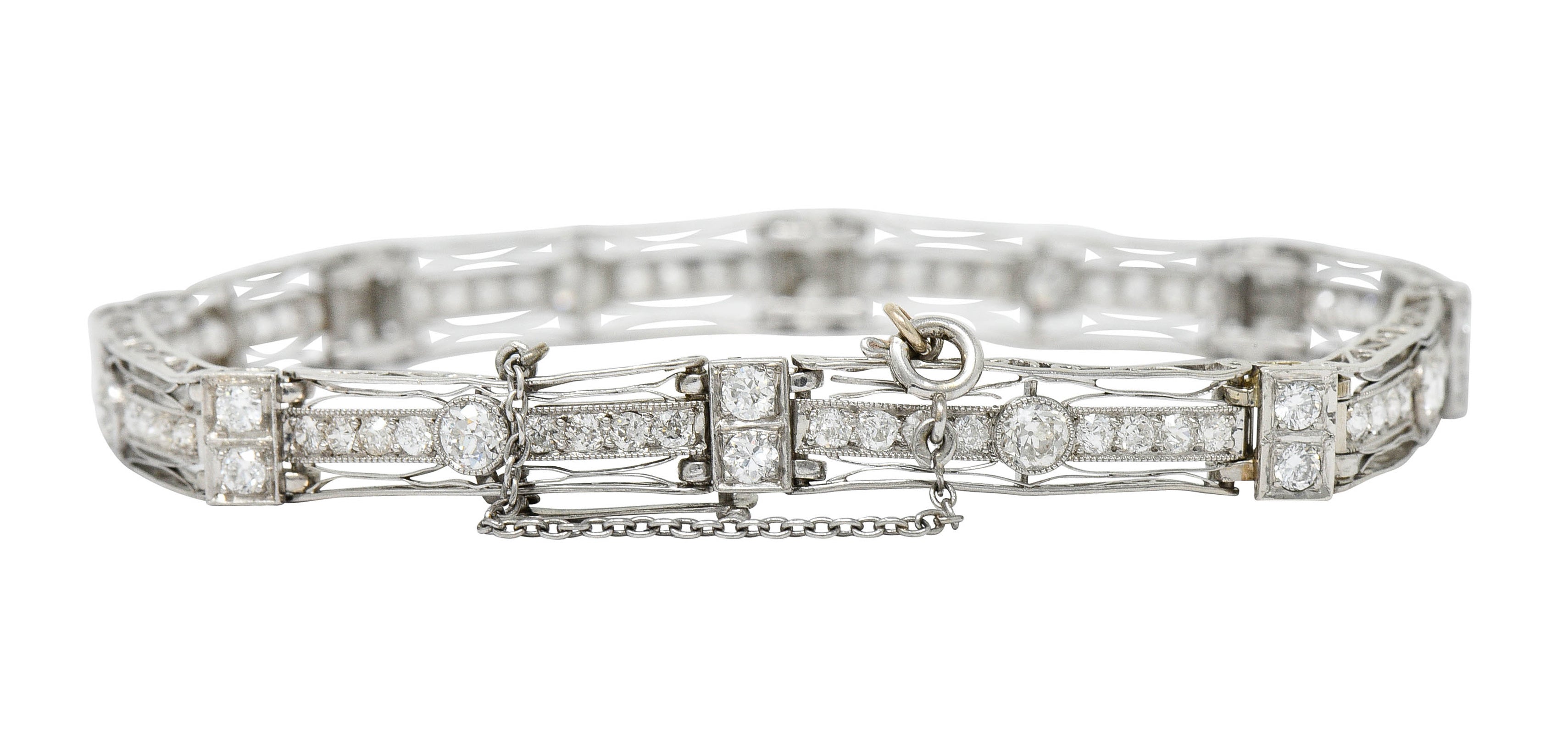 1930's Art Deco 3.82 CTW Diamond Platinum Scrolled Link Braceletbracelet - Wilson's Estate Jewelry