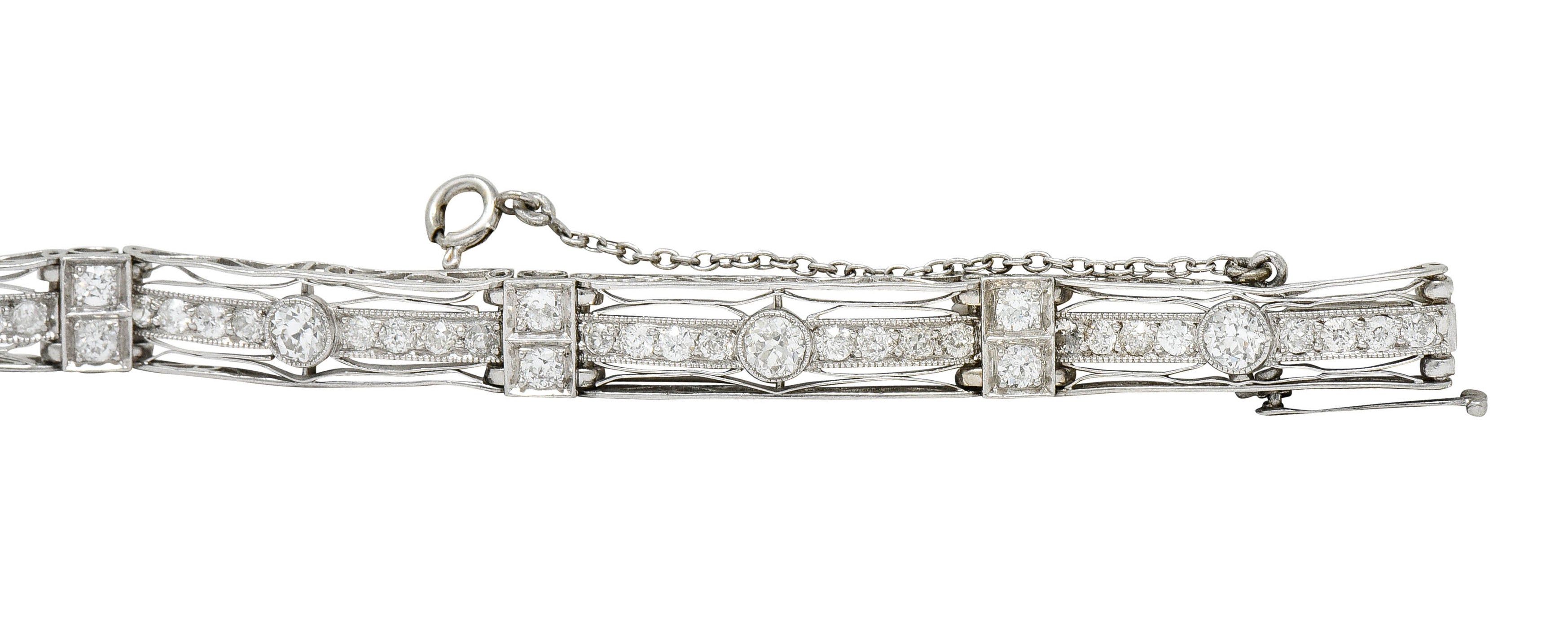 1930's Art Deco 3.82 CTW Diamond Platinum Scrolled Link Braceletbracelet - Wilson's Estate Jewelry