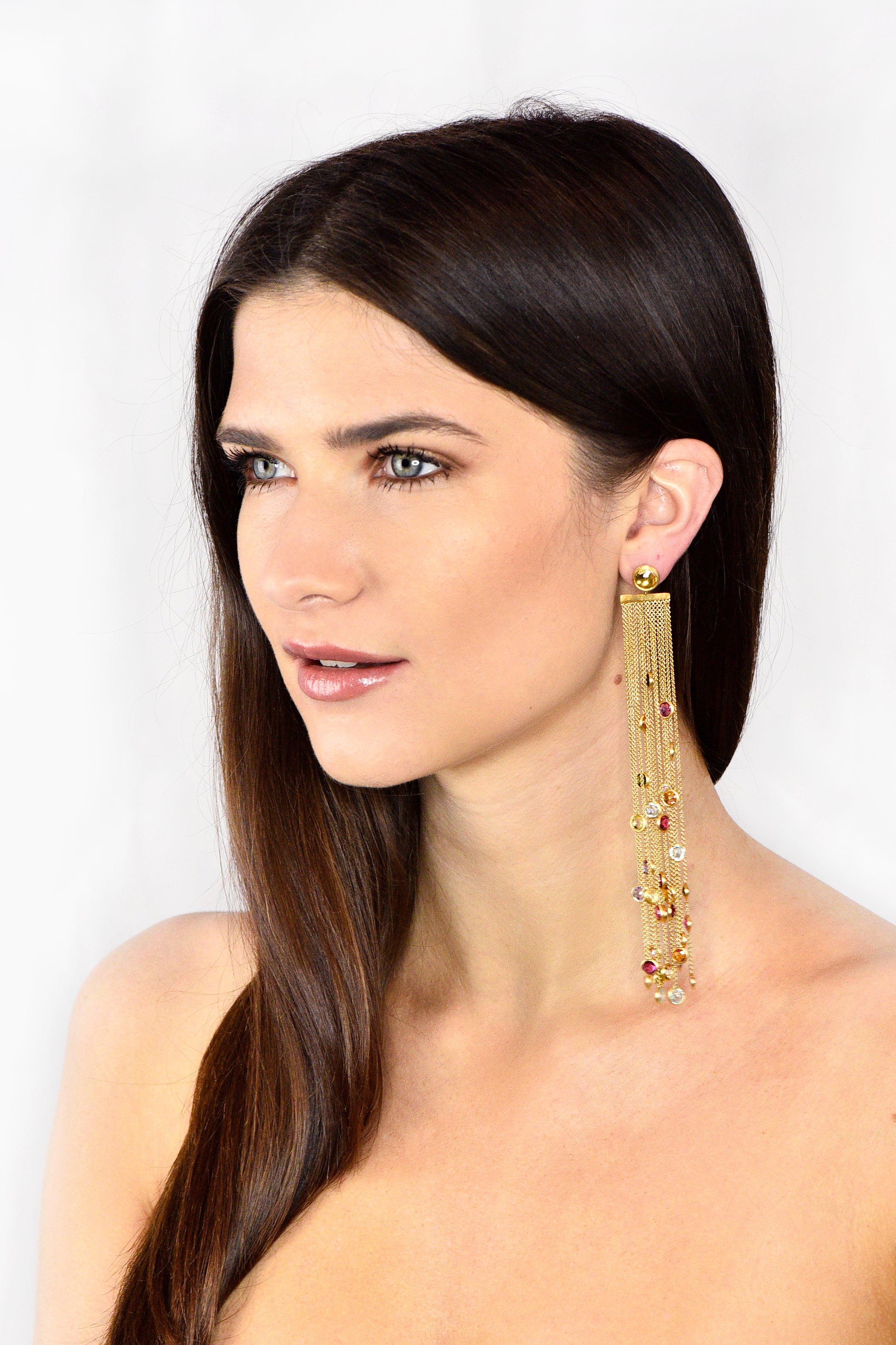 Substantial Marco Bicego Italian Multi-Gem 18 Karat Gold Jaipur Tassel Drop EarringsEarrings - Wilson's Estate Jewelry