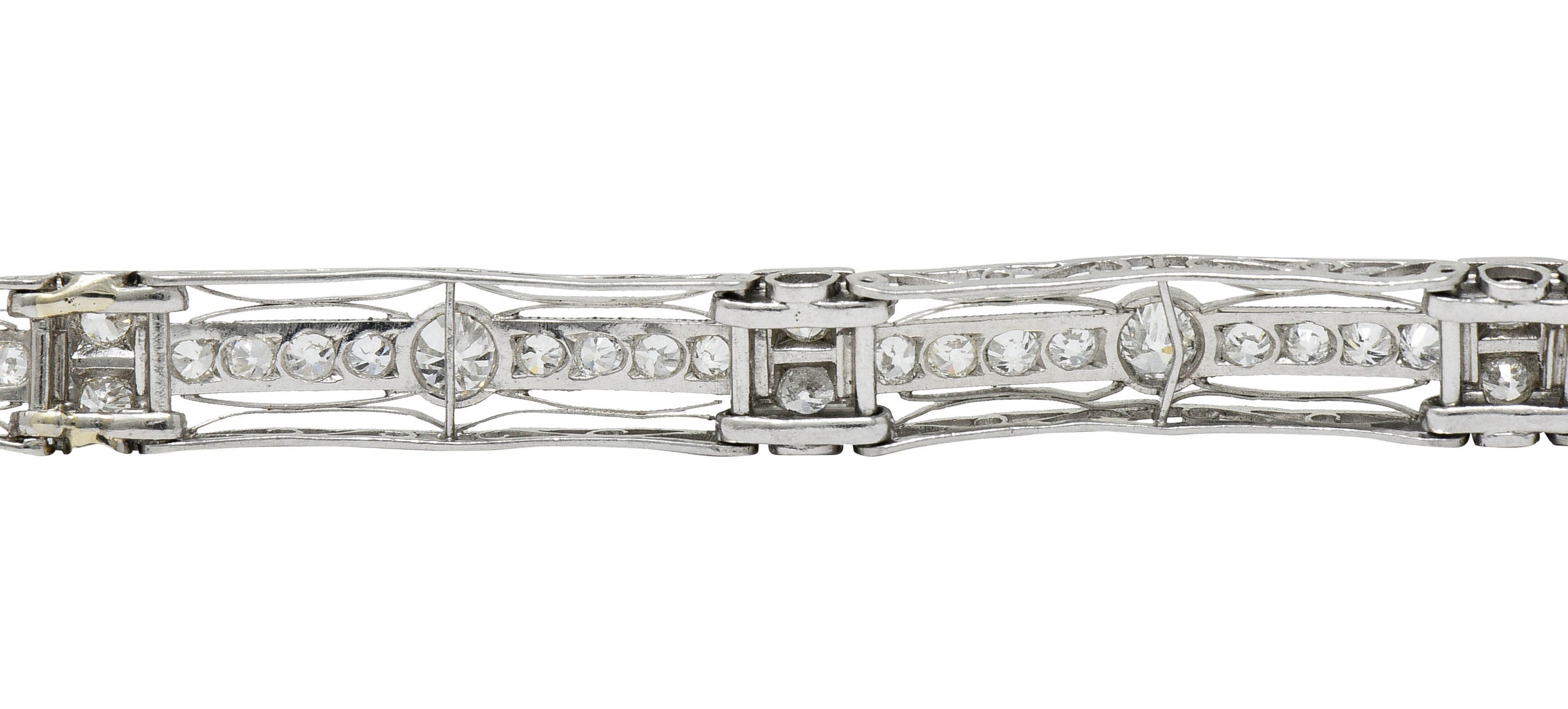 1930's Art Deco 3.82 CTW Diamond Platinum Scrolled Link Braceletbracelet - Wilson's Estate Jewelry