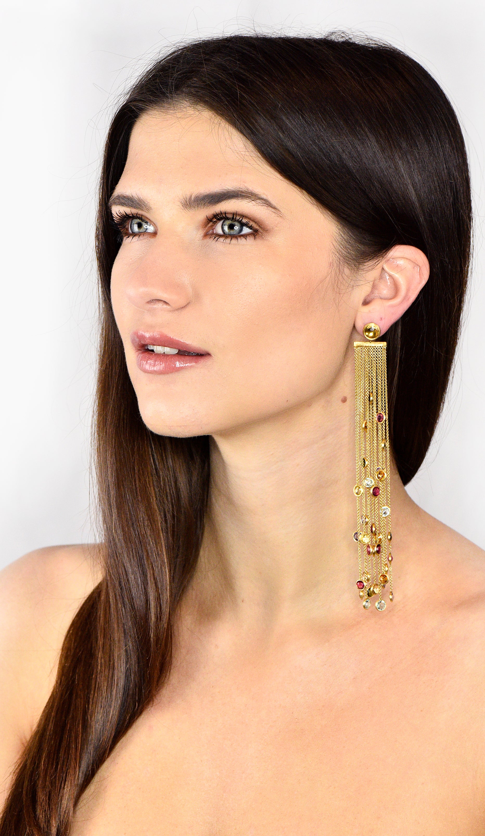 Substantial Marco Bicego Italian Multi-Gem 18 Karat Gold Jaipur Tassel Drop EarringsEarrings - Wilson's Estate Jewelry