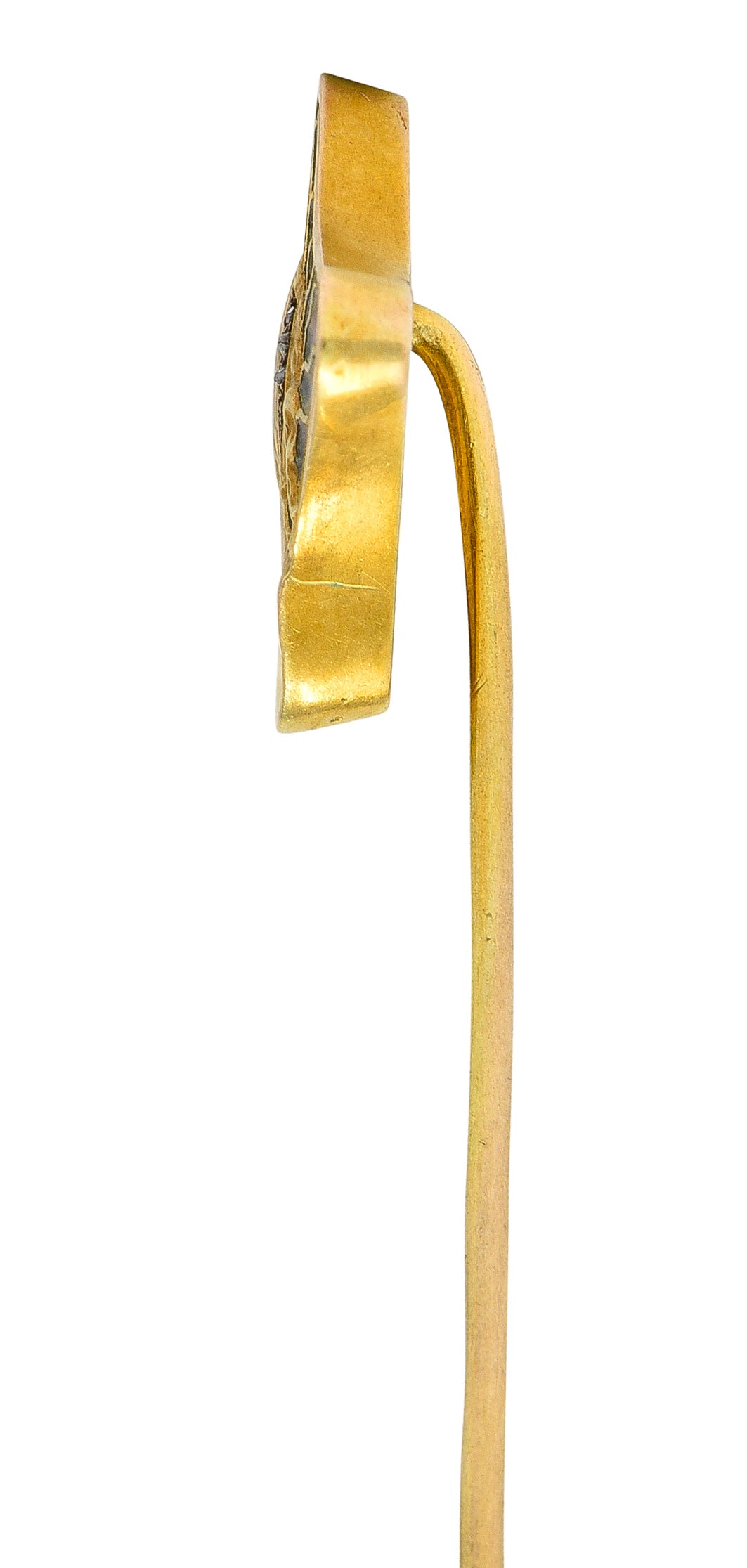 Art Nouveau Diamond Plique-A-Jour Enamel 18 Karat Yellow Gold Gibson Girl Stickpin Wilson's Antique & Estate Jewelry