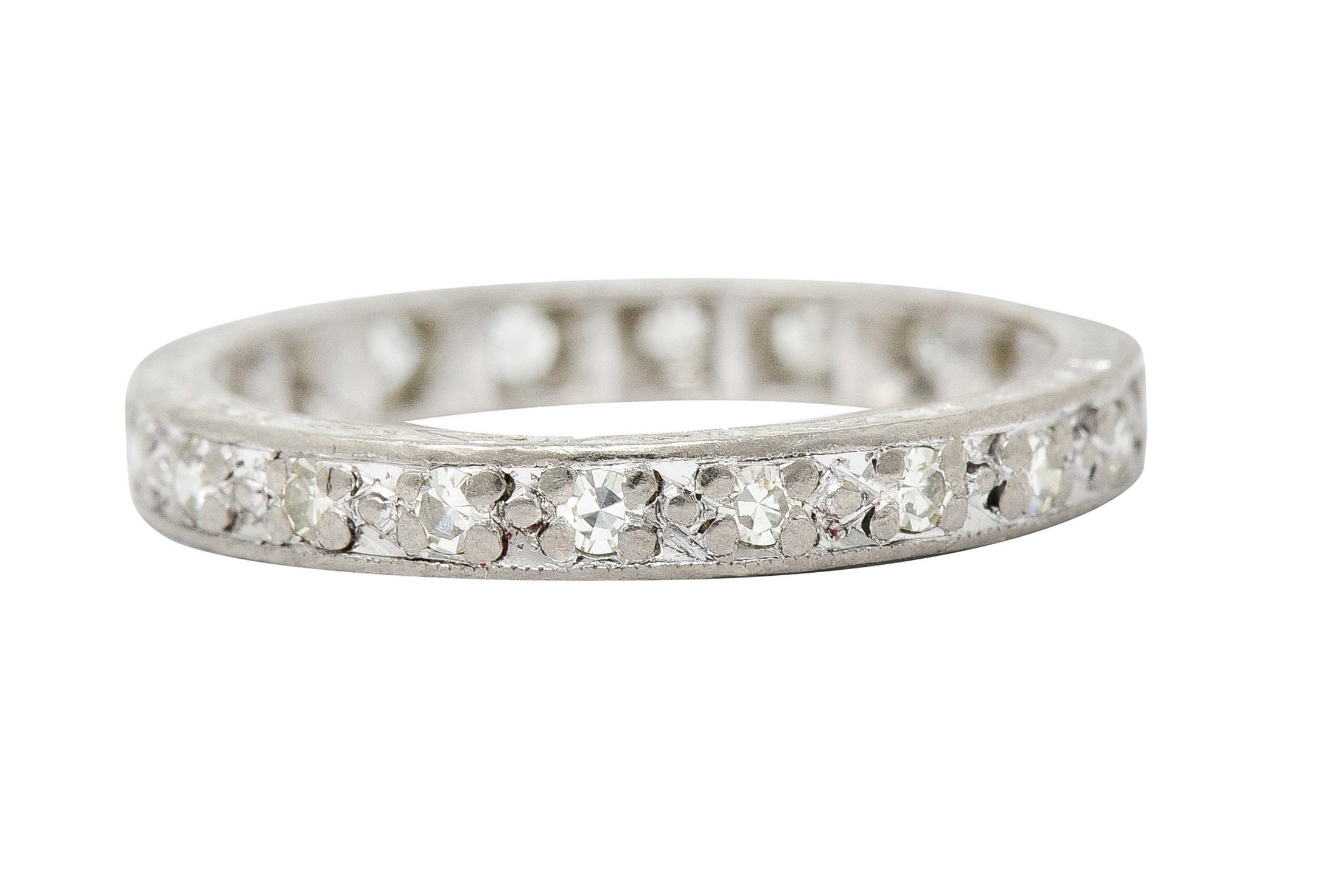 1930's Art Deco 0.45 CTW Single Cut Diamond 18 Karat White Gold Eternity Band RingRing - Wilson's Estate Jewelry