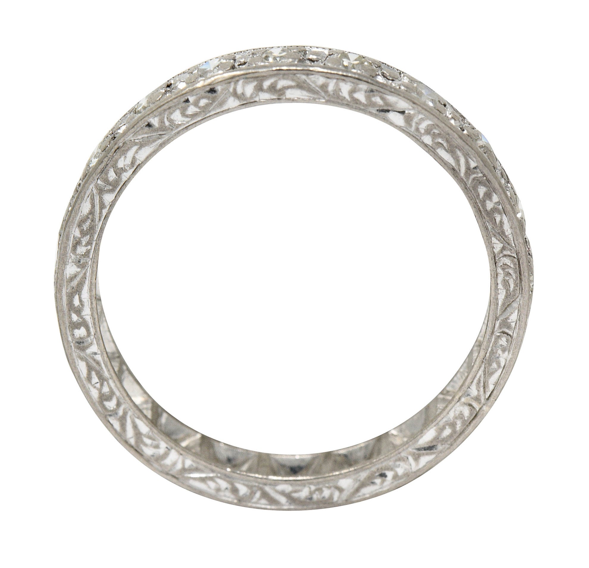 1930's Art Deco 0.45 CTW Single Cut Diamond 18 Karat White Gold Eternity Band RingRing - Wilson's Estate Jewelry