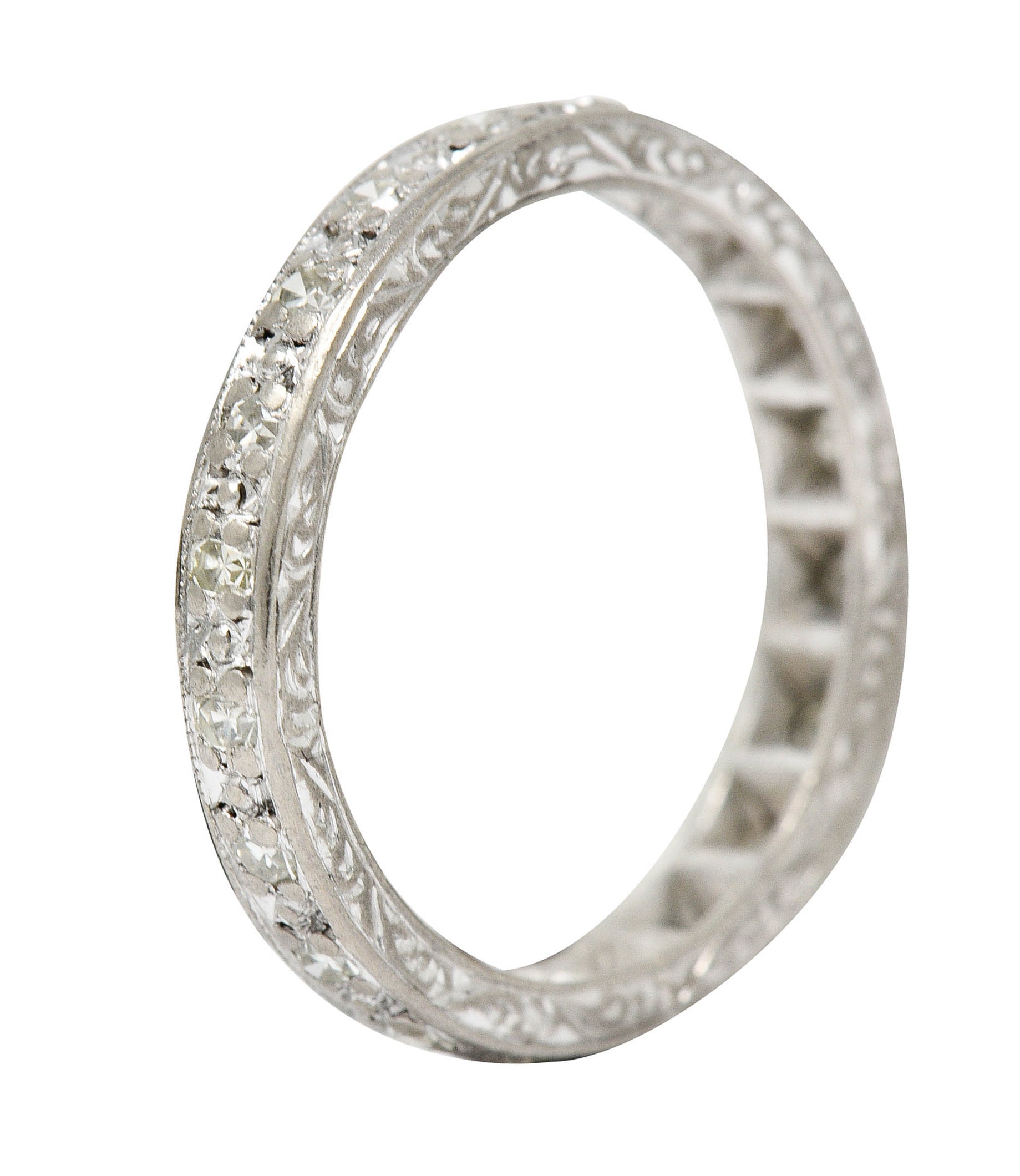 1930's Art Deco 0.45 CTW Single Cut Diamond 18 Karat White Gold Eternity Band RingRing - Wilson's Estate Jewelry