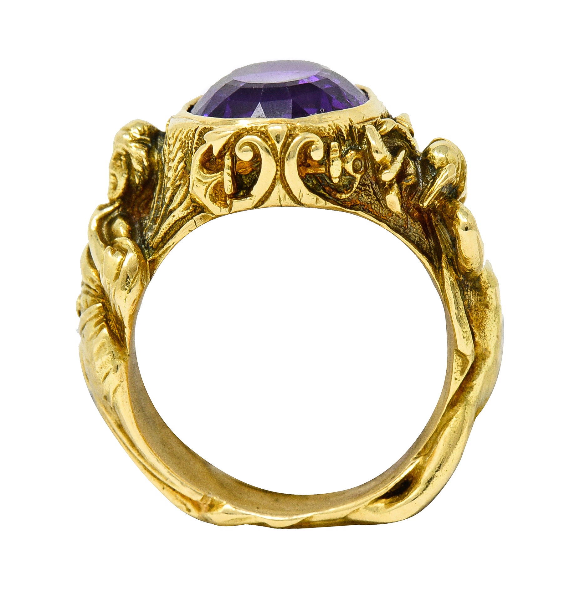 Neoclassical Amethyst 18 Karat Gold Hellenistic Hermes Demeter Signet RingRing - Wilson's Estate Jewelry