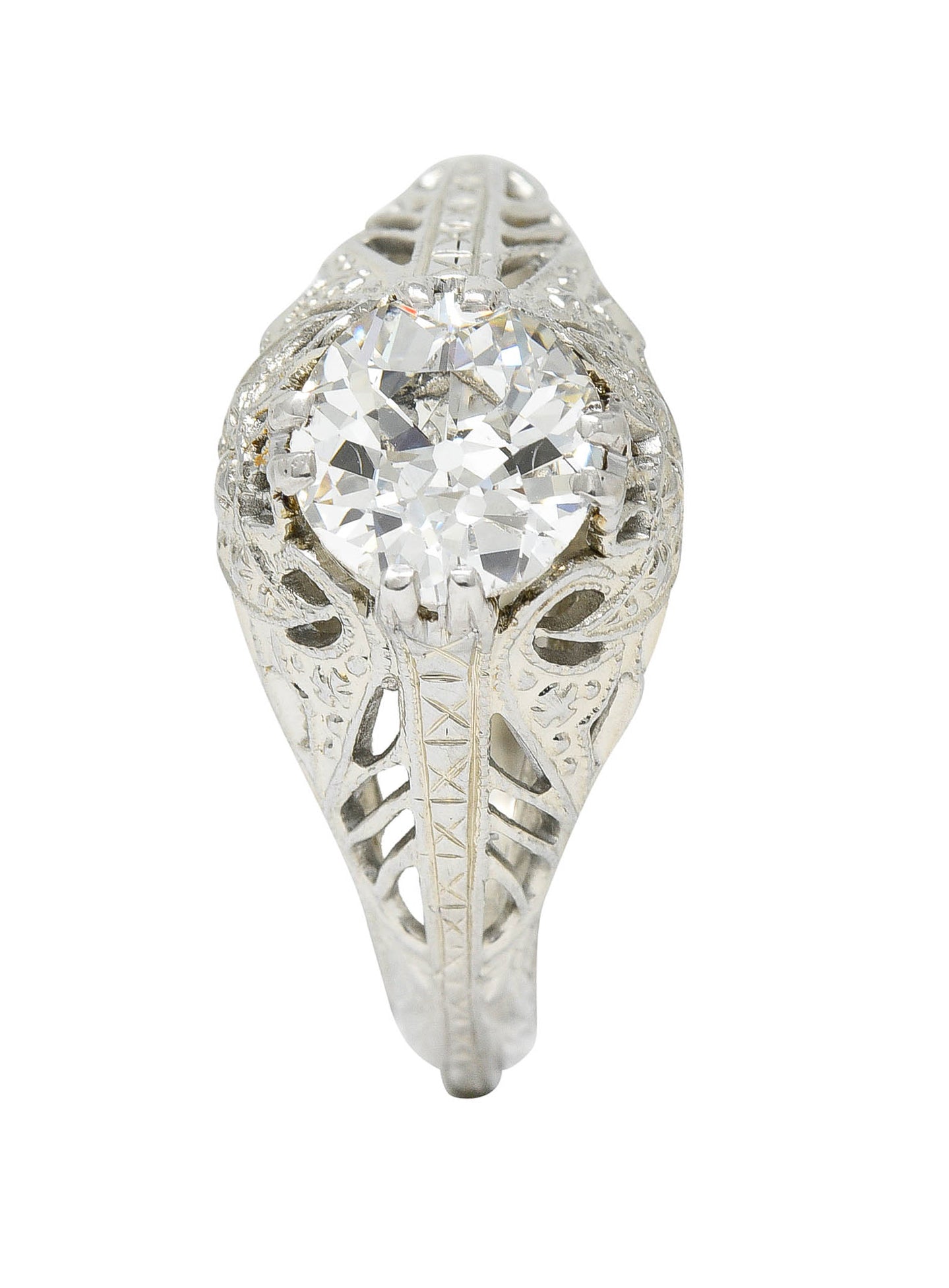 Art Deco 1.02 CTW Diamond 18 Karat White Gold Engagement RingRing - Wilson's Estate Jewelry