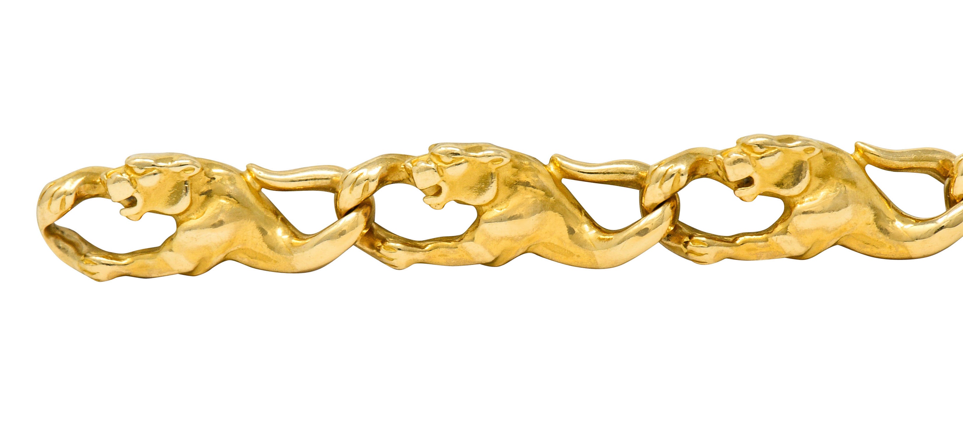 Carrera Y Carrera Vintage 18 Karat Gold Panther Link Braceletbracelet - Wilson's Estate Jewelry