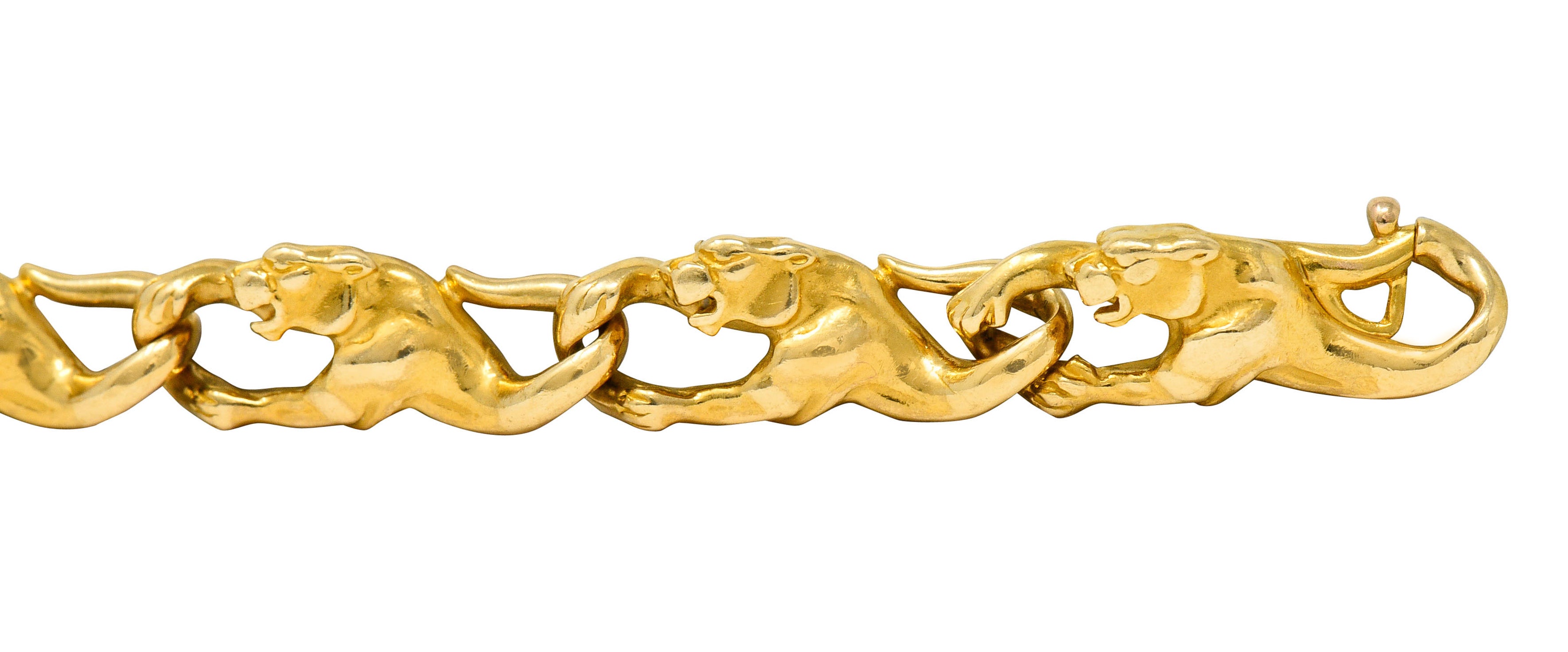 Carrera Y Carrera Vintage 18 Karat Gold Panther Link Braceletbracelet - Wilson's Estate Jewelry