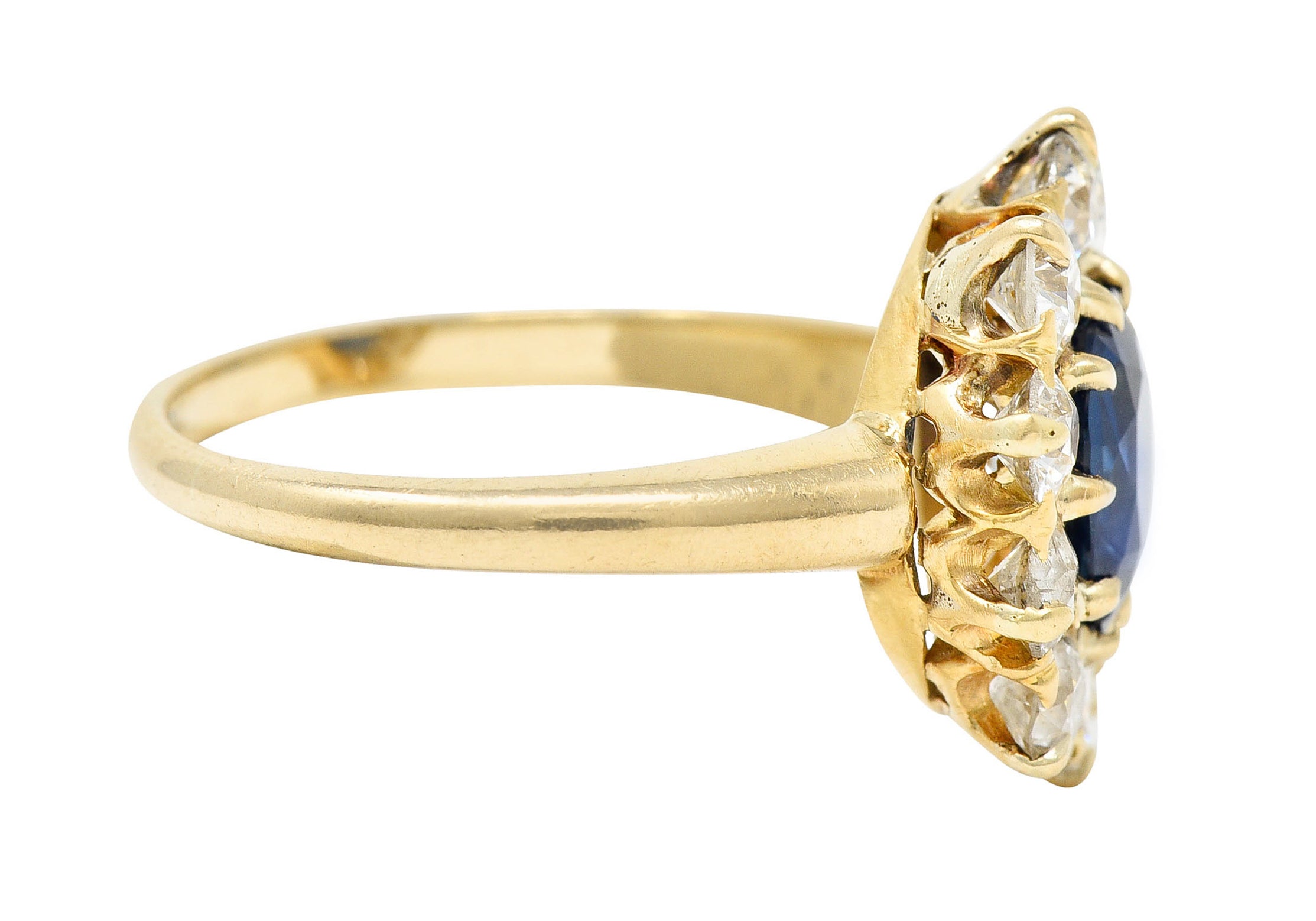 Victorian 2.15 CTW Sapphire Diamond 14 Karat Gold Cluster RingRing - Wilson's Estate Jewelry