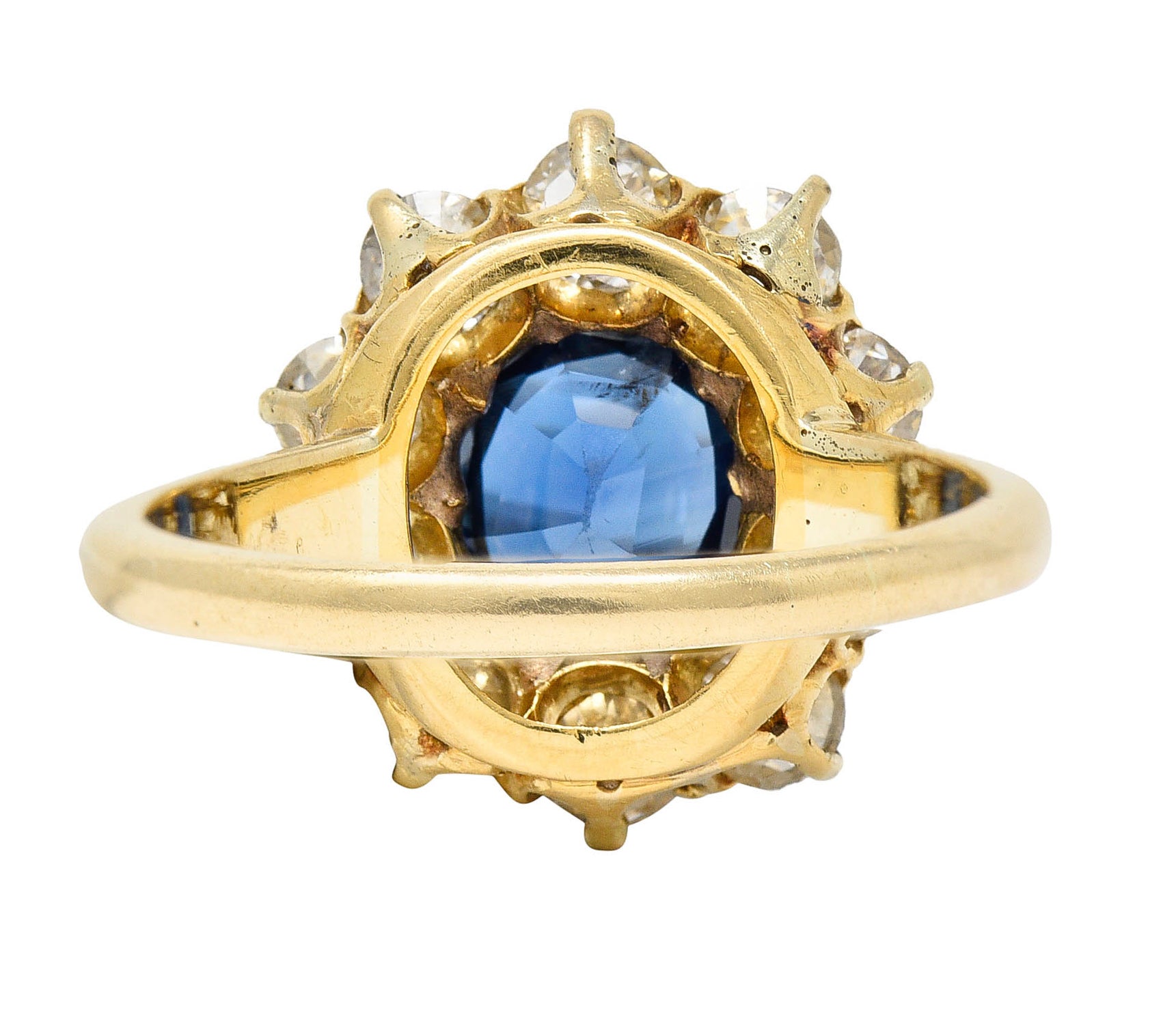 Victorian 2.15 CTW Sapphire Diamond 14 Karat Gold Cluster RingRing - Wilson's Estate Jewelry