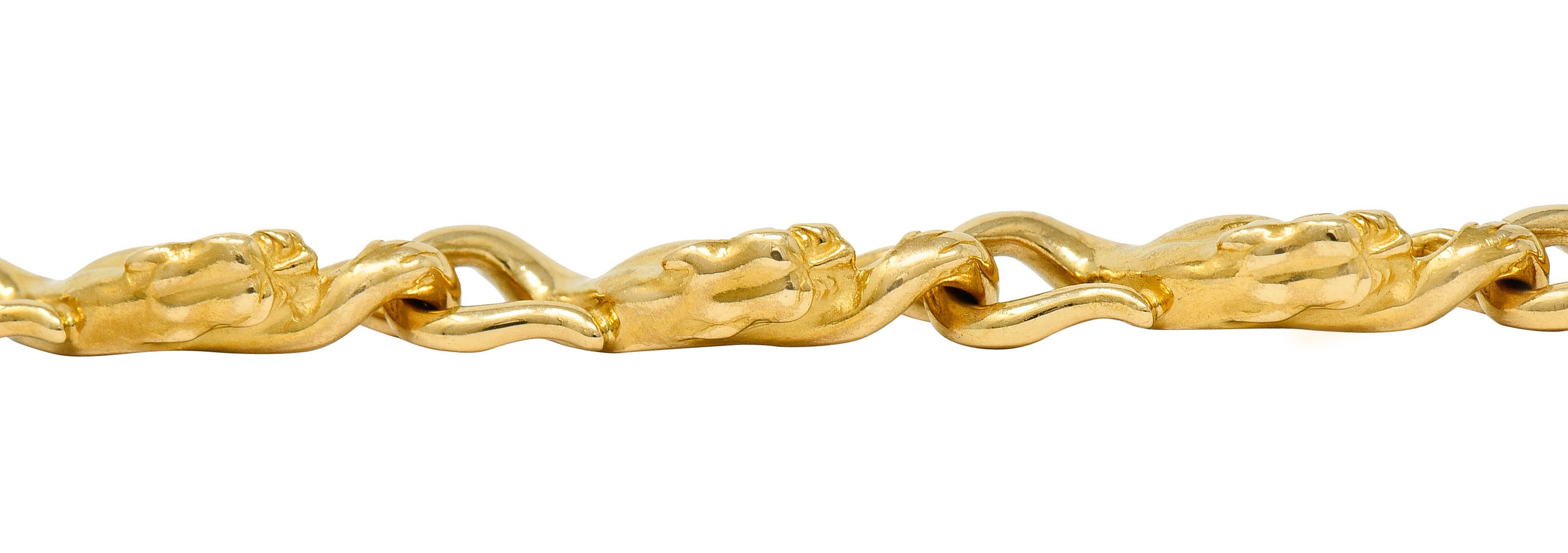 Carrera Y Carrera Vintage 18 Karat Gold Panther Link Braceletbracelet - Wilson's Estate Jewelry