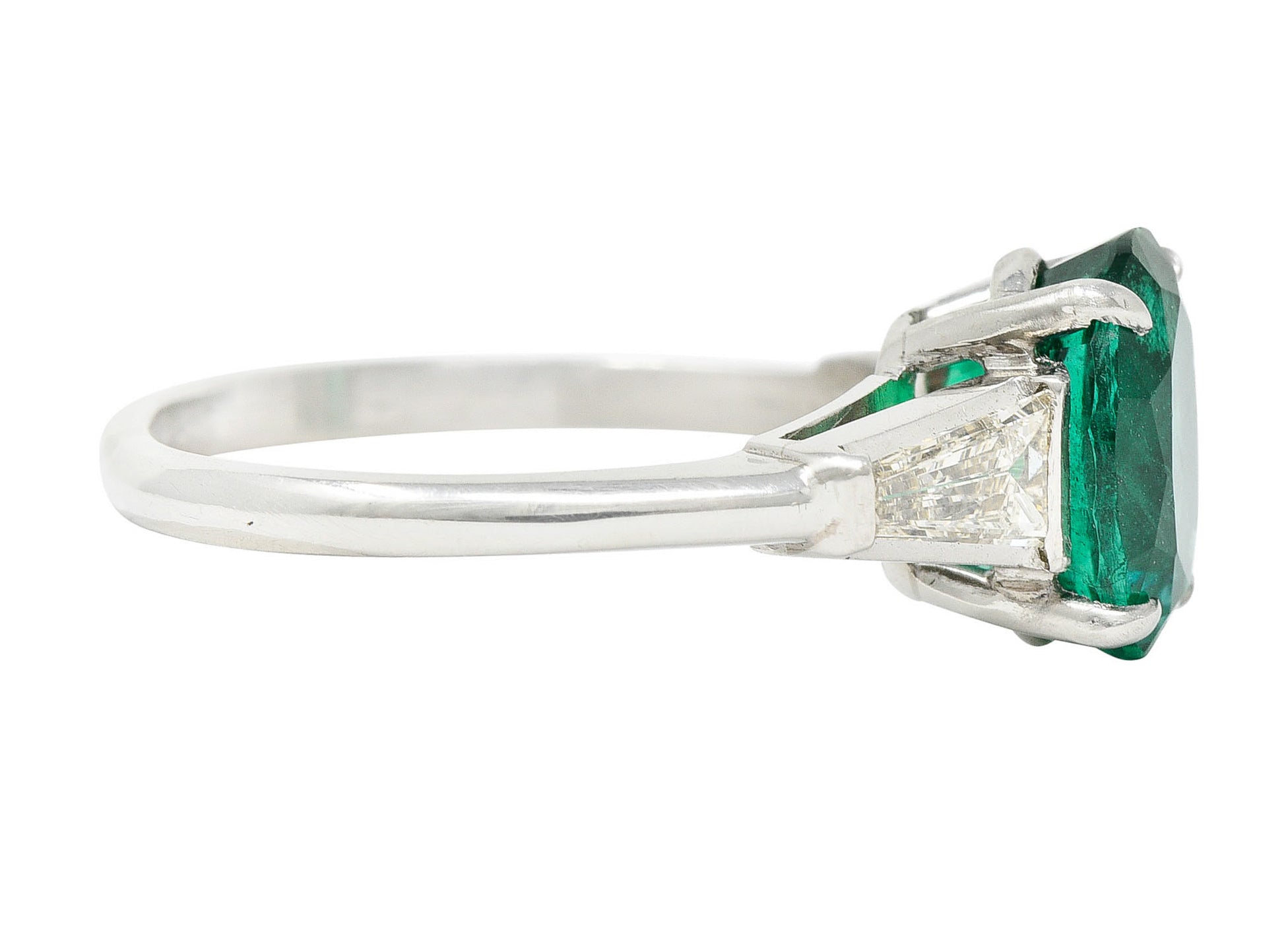 1950's Mid-Century 3.19 CTW Emerald Diamond Platinum RingRing - Wilson's Estate Jewelry