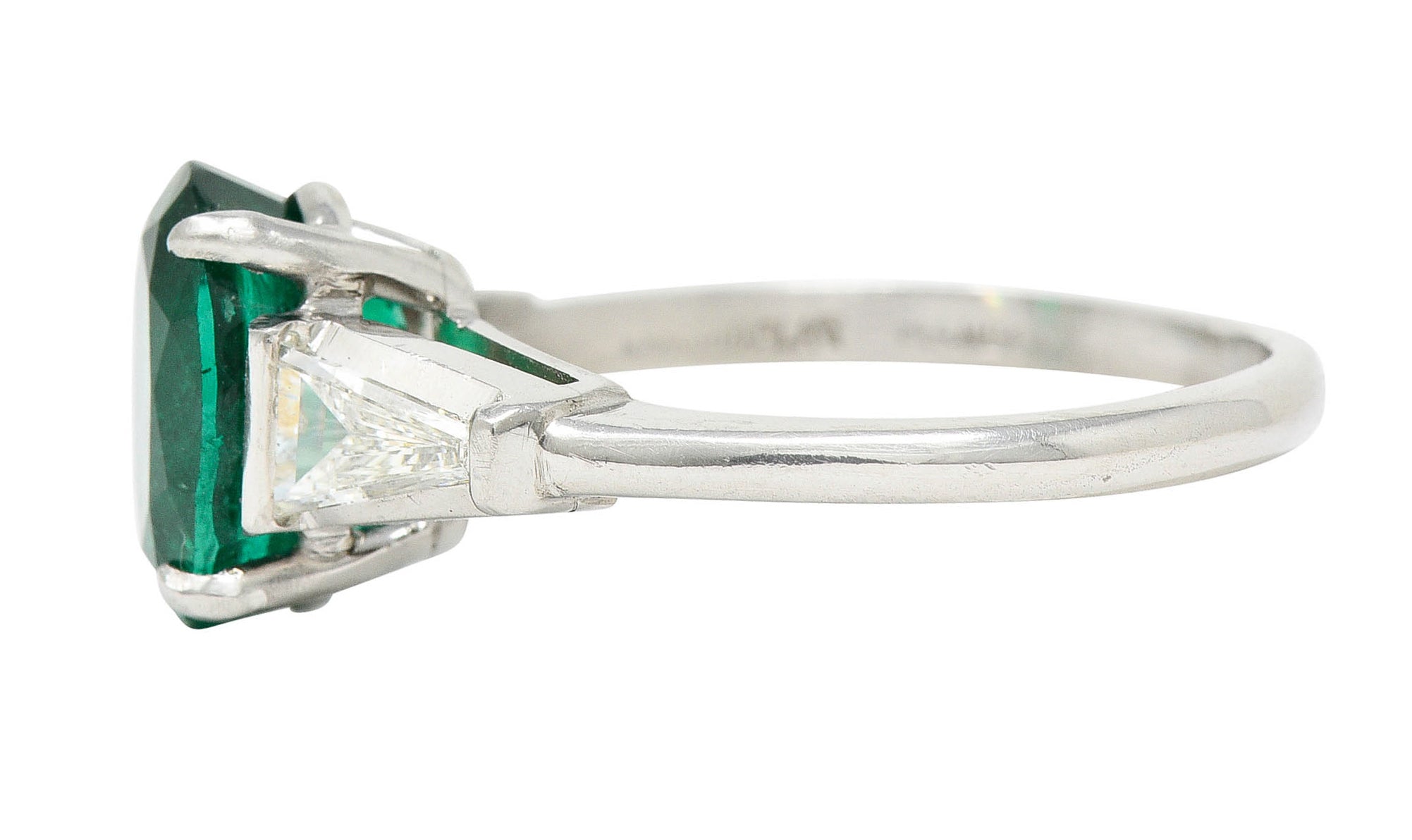 1950's Mid-Century 3.19 CTW Emerald Diamond Platinum RingRing - Wilson's Estate Jewelry