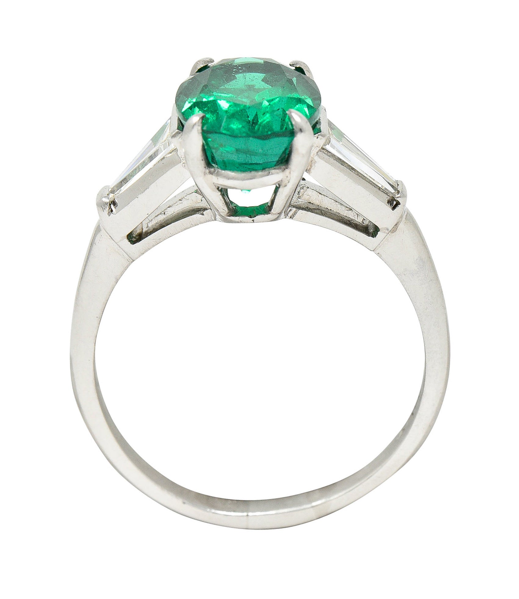 1950's Mid-Century 3.19 CTW Emerald Diamond Platinum RingRing - Wilson's Estate Jewelry