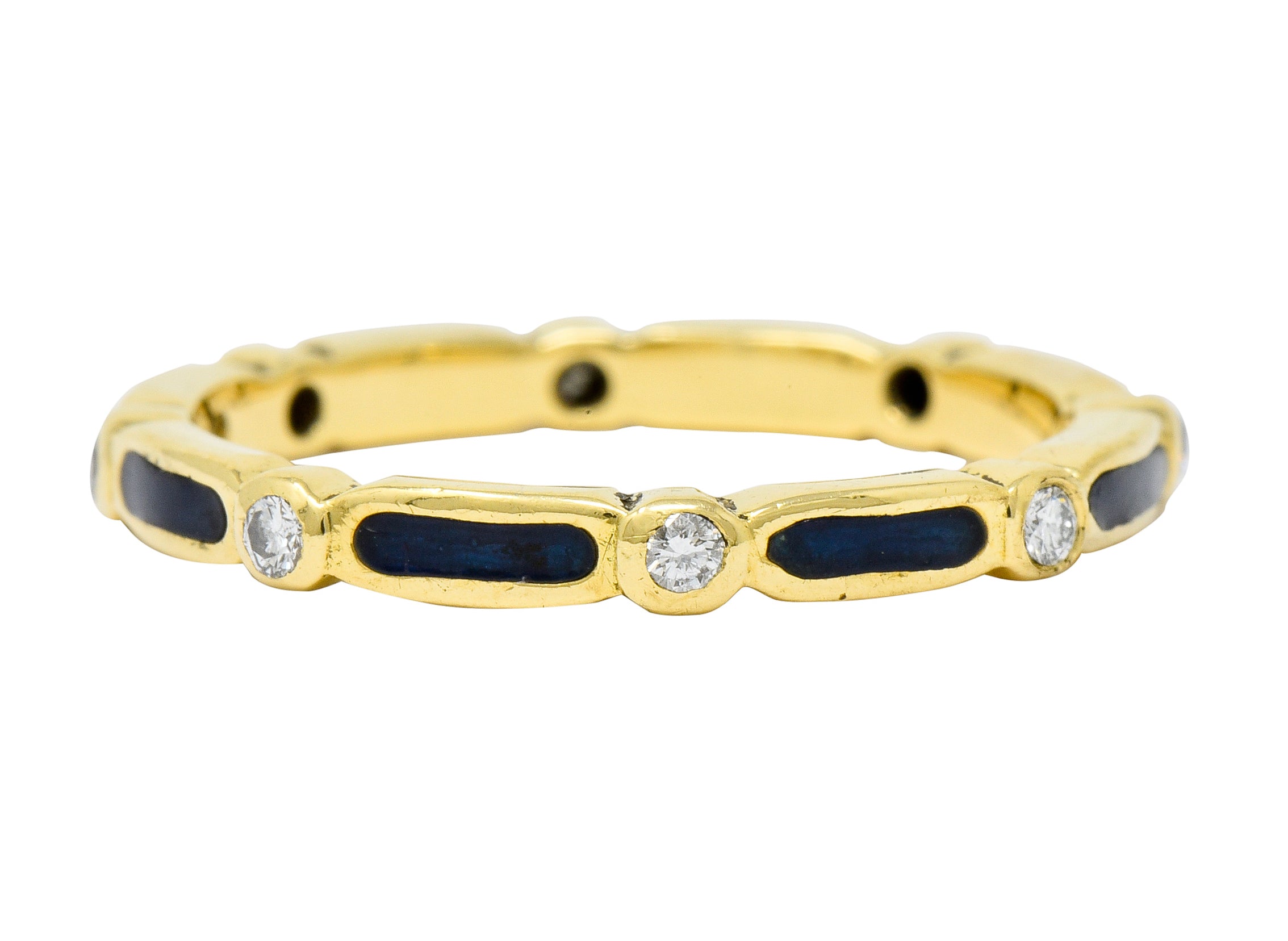 Hidalgo Diamond Enamel 18 Karat Gold Eternity Band Ring - Wilson's Estate Jewelry