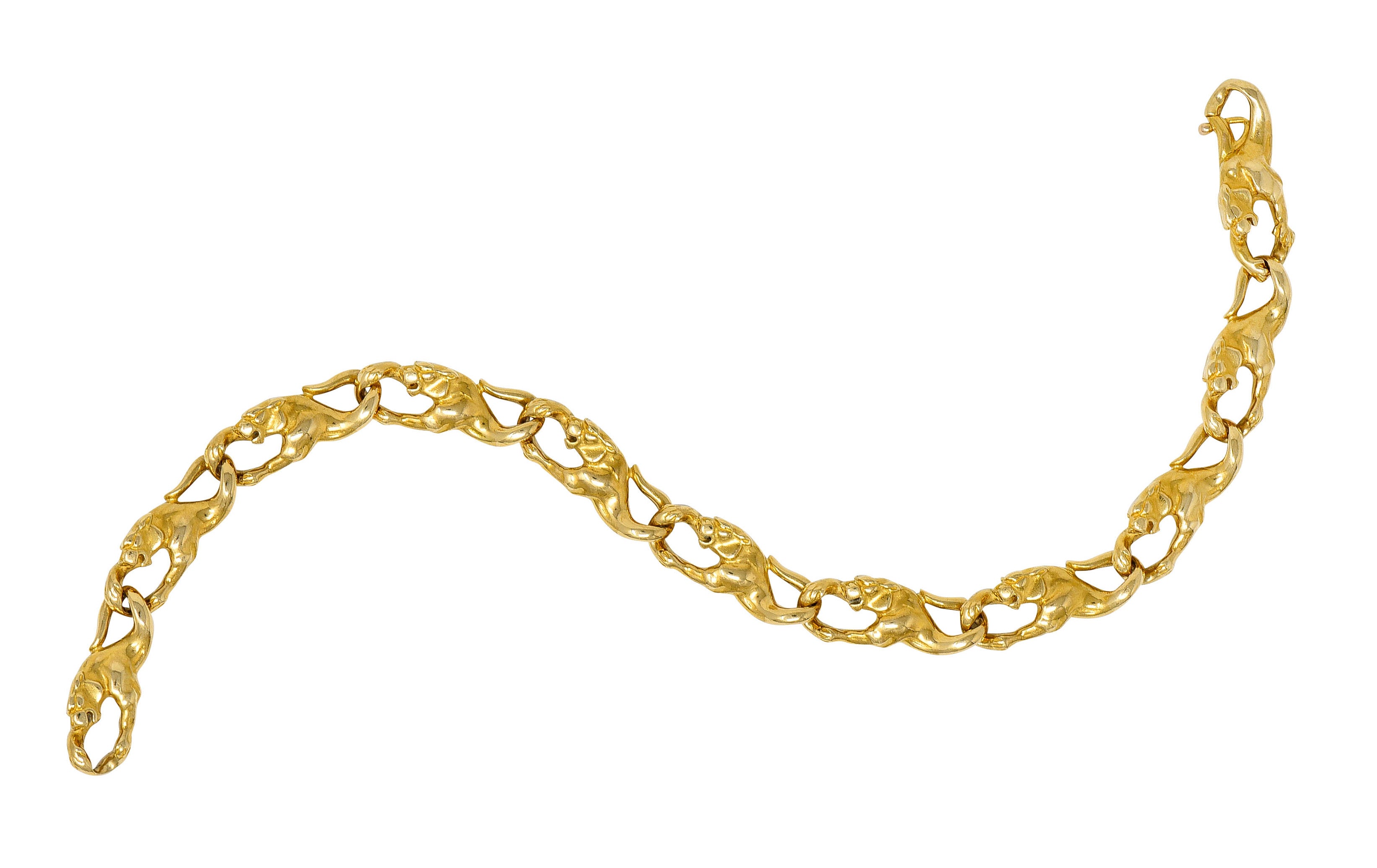 Carrera Y Carrera Vintage 18 Karat Gold Panther Link Braceletbracelet - Wilson's Estate Jewelry