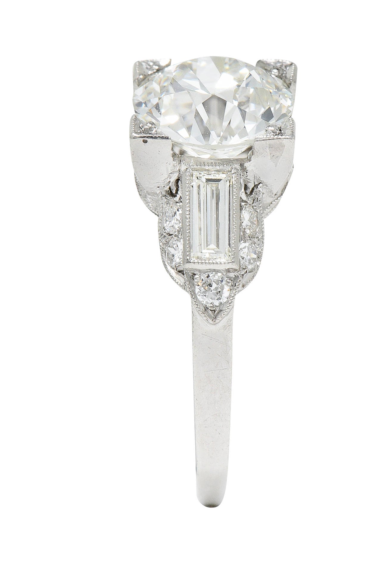 Art Deco 2.61 CTW Diamond Platinum Engagement Ring GIARing - Wilson's Estate Jewelry