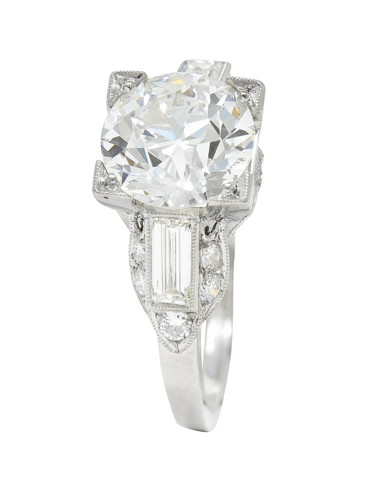 Art Deco 2.61 CTW Diamond Platinum Engagement Ring GIARing - Wilson's Estate Jewelry