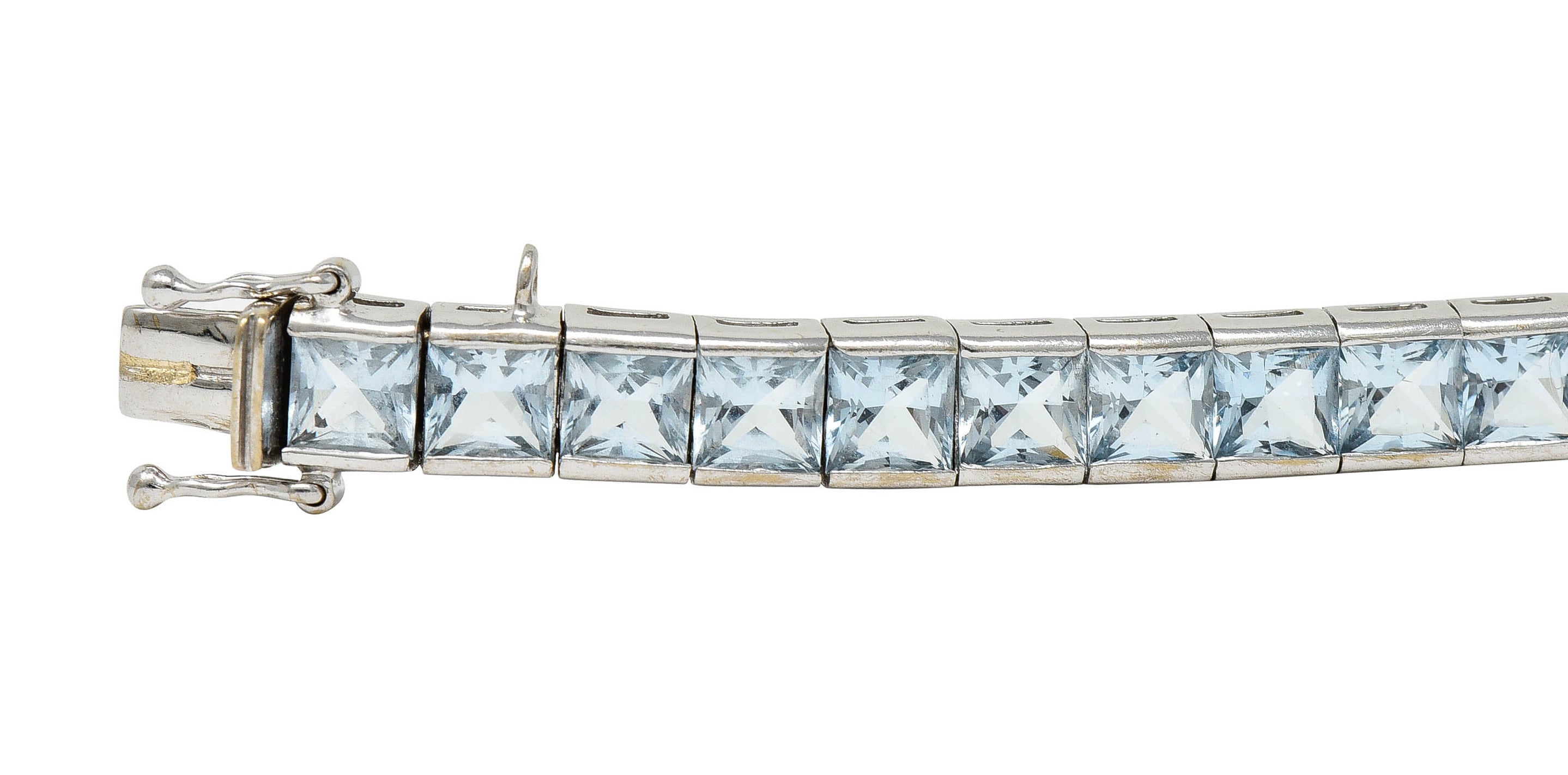 Art Deco 12.00 CTW Aquamarine 18 Karat White Gold Line Braceletbracelet - Wilson's Estate Jewelry