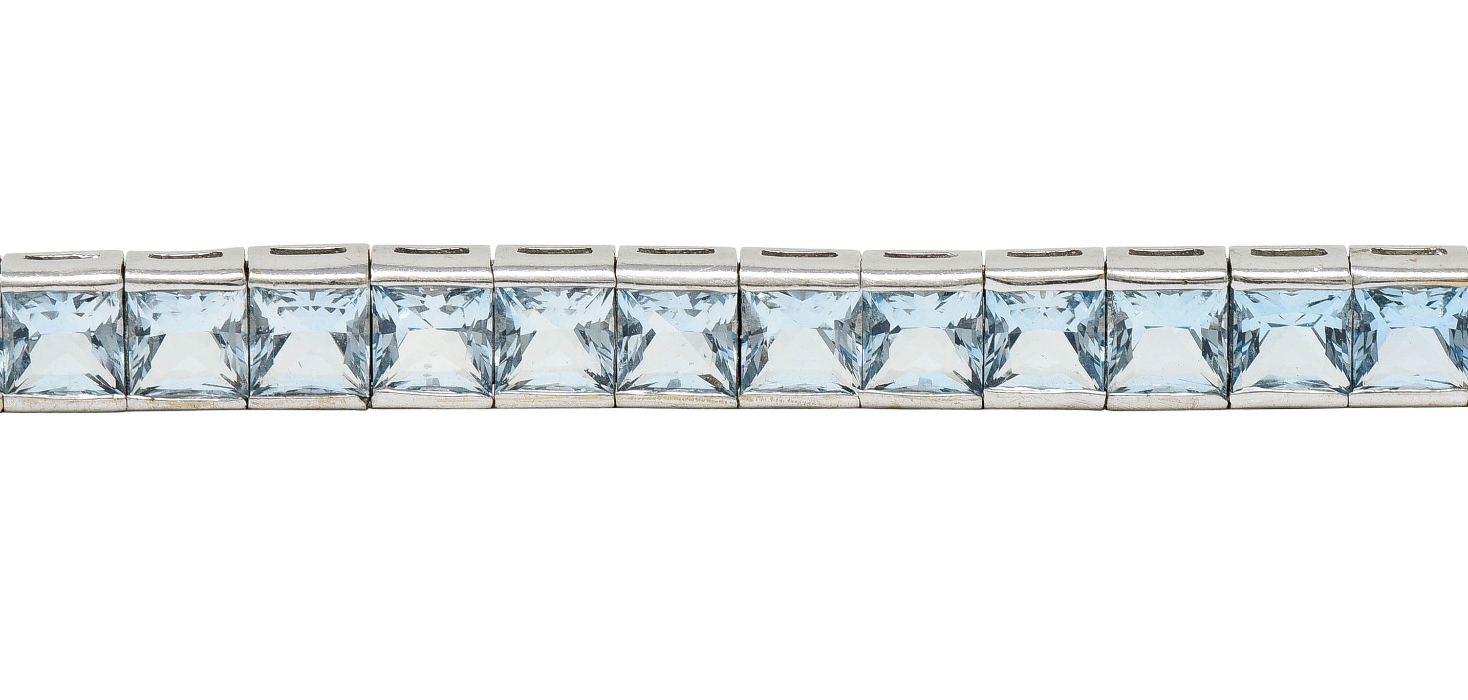 Art Deco 12.00 CTW Aquamarine 18 Karat White Gold Line Braceletbracelet - Wilson's Estate Jewelry