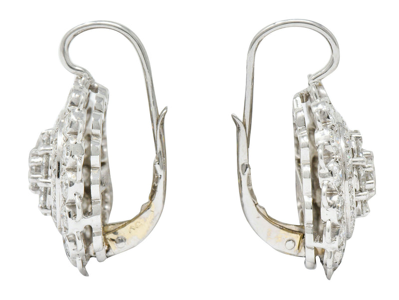 Dazzling 2.50 CTW Diamond Platinum Floral Cluster Drop EarringsEarrings - Wilson's Estate Jewelry