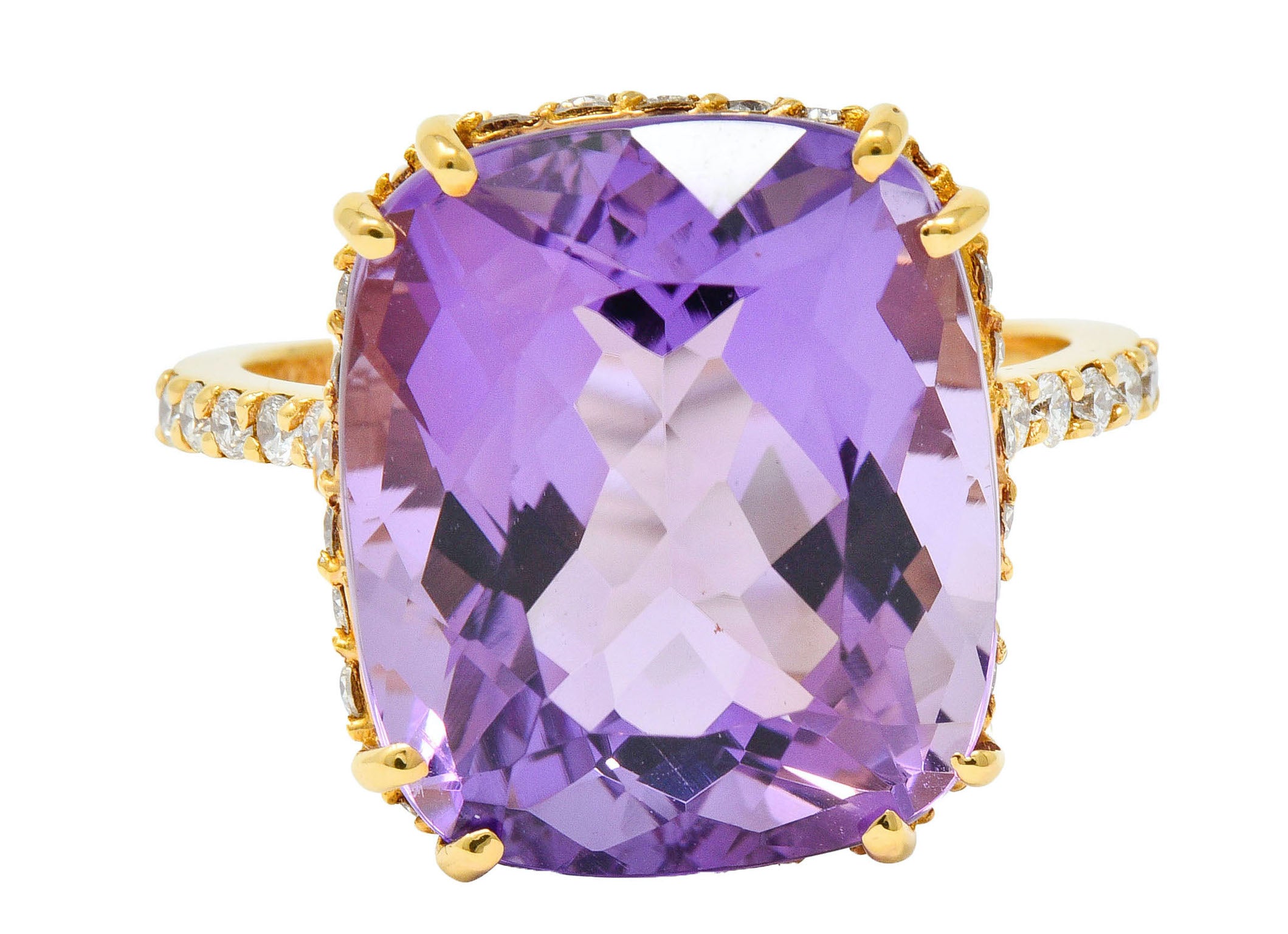 Amethyst Diamond 20 Karat Rose Gold Cocktail RingRing - Wilson's Estate Jewelry