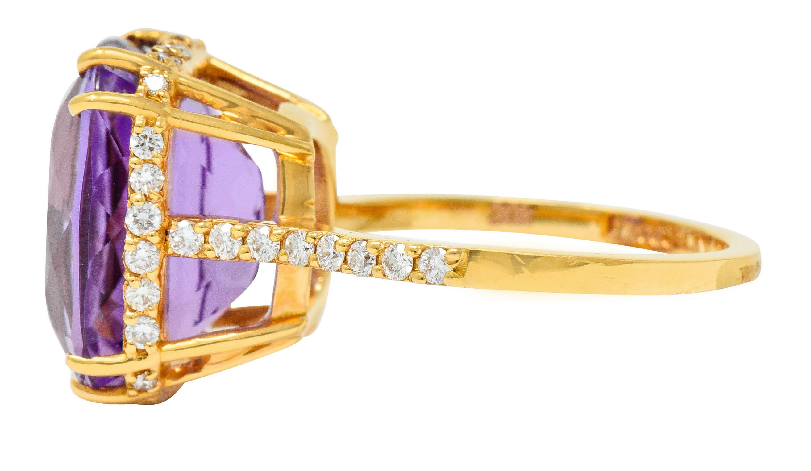 Amethyst Diamond 20 Karat Rose Gold Cocktail RingRing - Wilson's Estate Jewelry