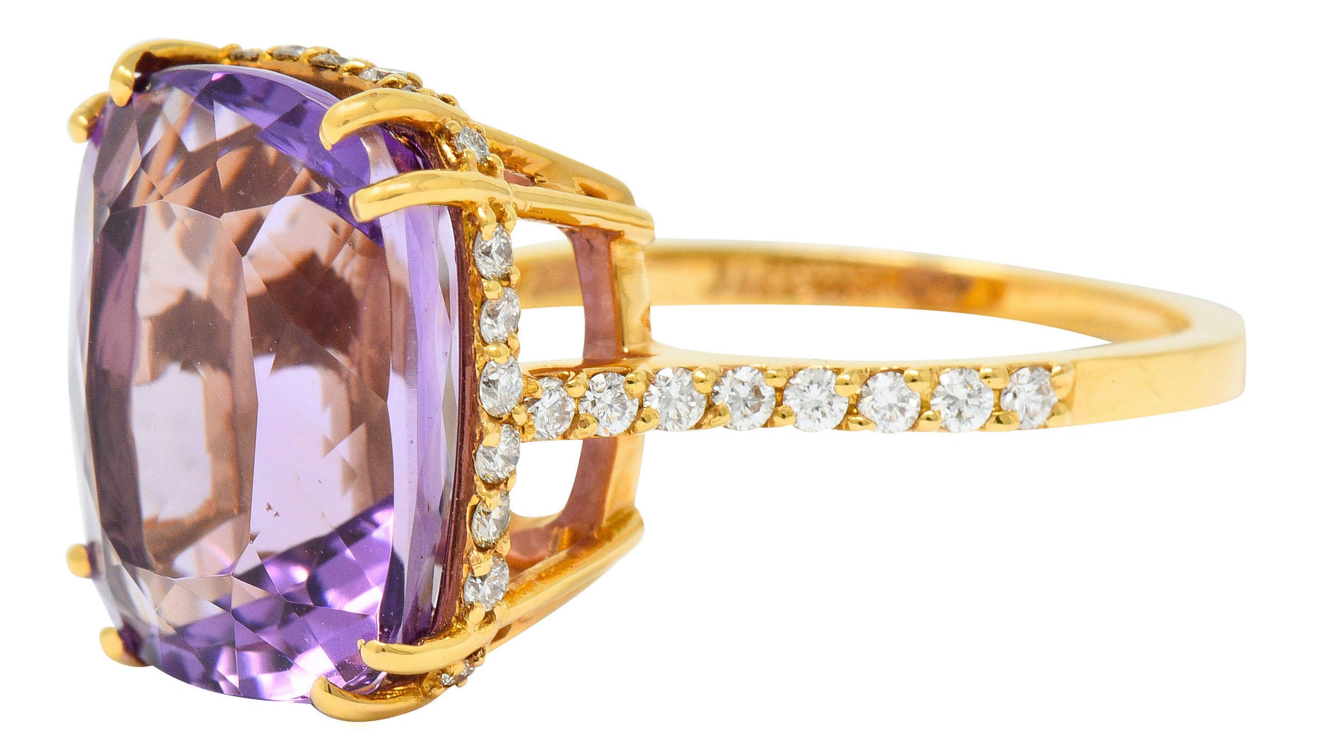 Amethyst Diamond 20 Karat Rose Gold Cocktail RingRing - Wilson's Estate Jewelry