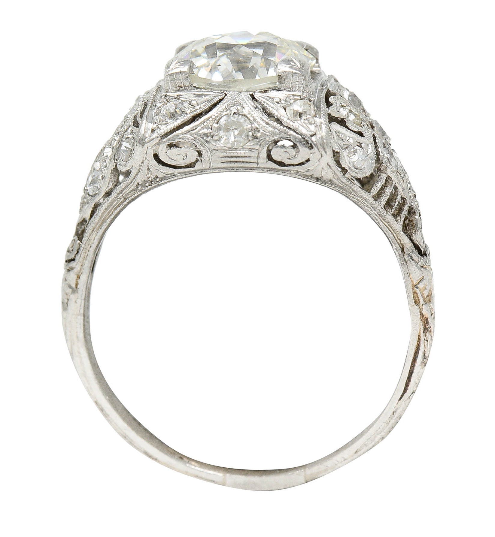 Art Deco 2.03 CTW Diamond Platinum Foliate Engagement RingRing - Wilson's Estate Jewelry