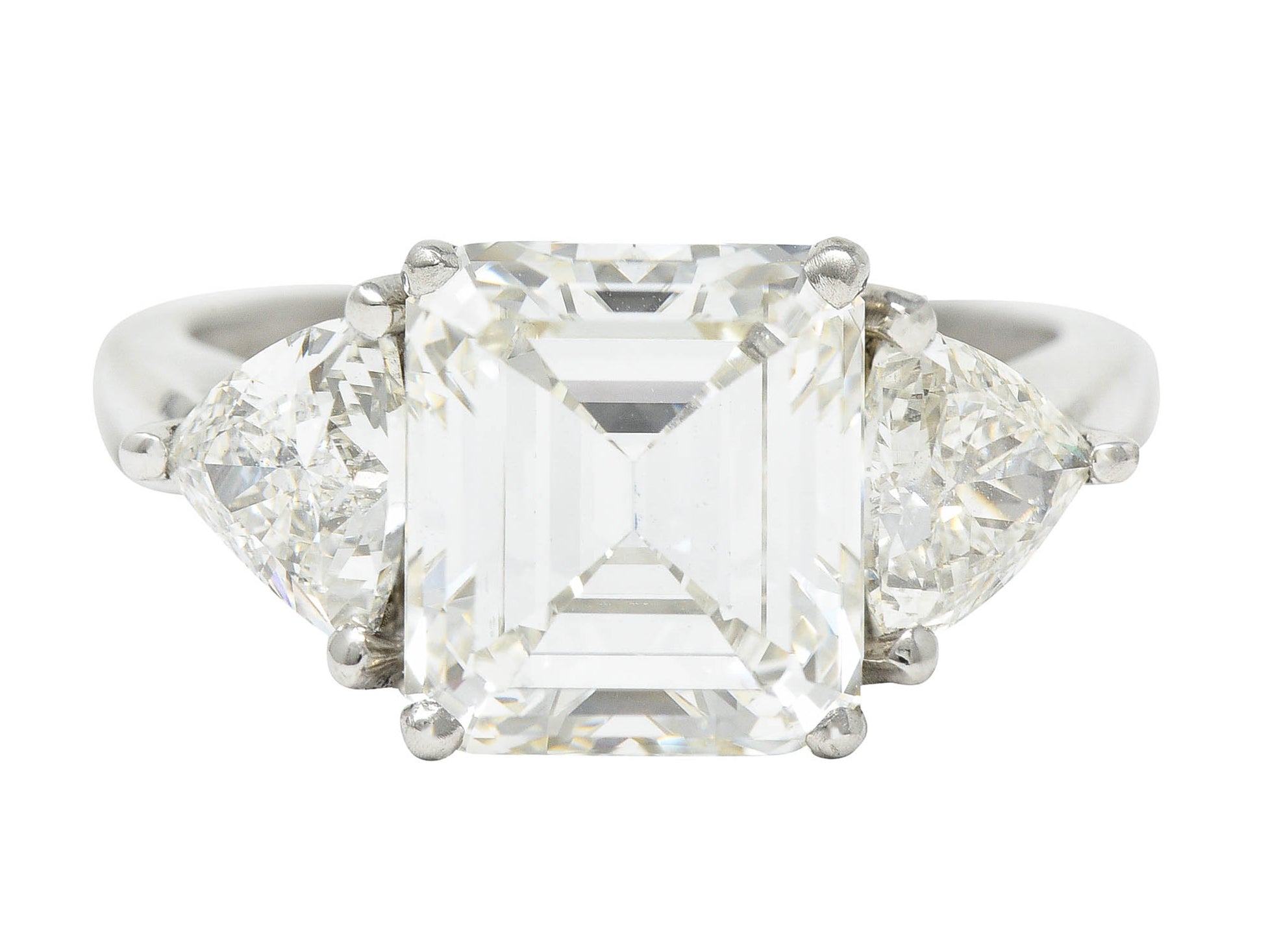 Mid-Century 3.70 CTW Emerald Cut Diamond Platinum Engagement Ring GIARing - Wilson's Estate Jewelry