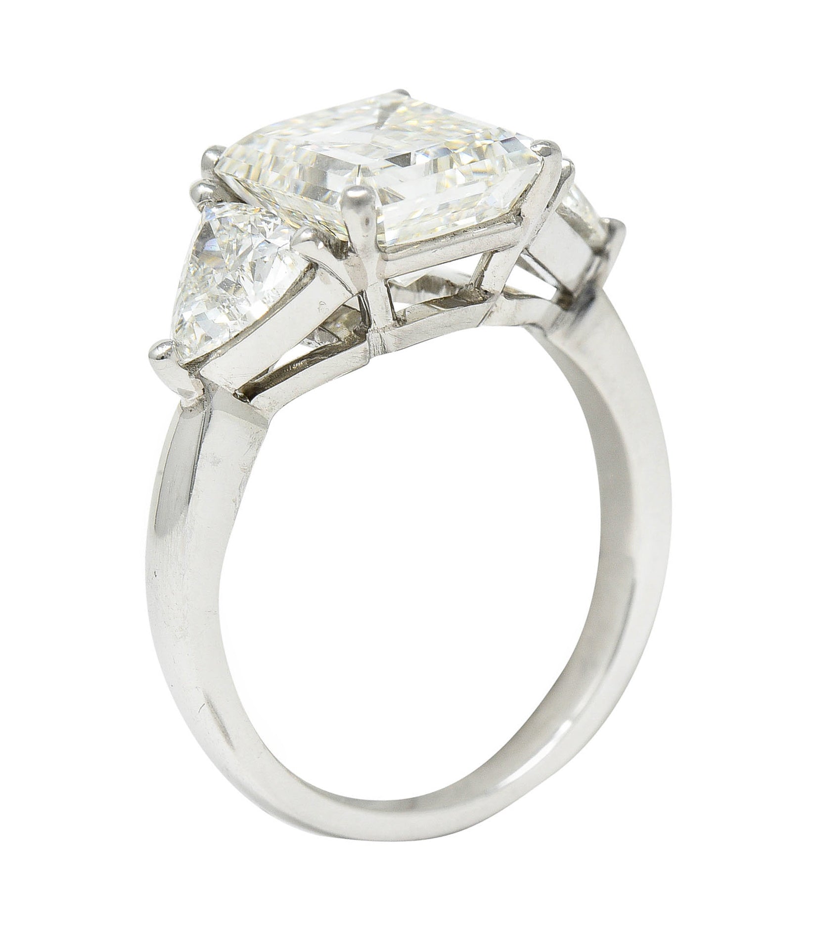 Mid-Century 3.70 CTW Emerald Cut Diamond Platinum Engagement Ring GIARing - Wilson's Estate Jewelry