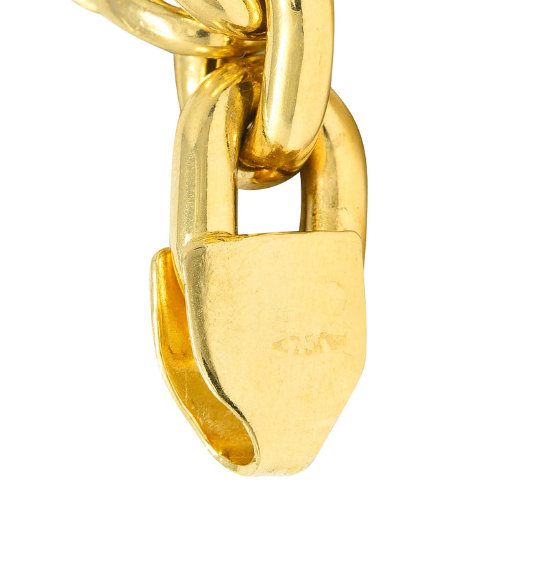 Grossbardt Diamond Inlaid Multi-Gem 18K Yellow Gold Fish Vintage Charm Bracelet