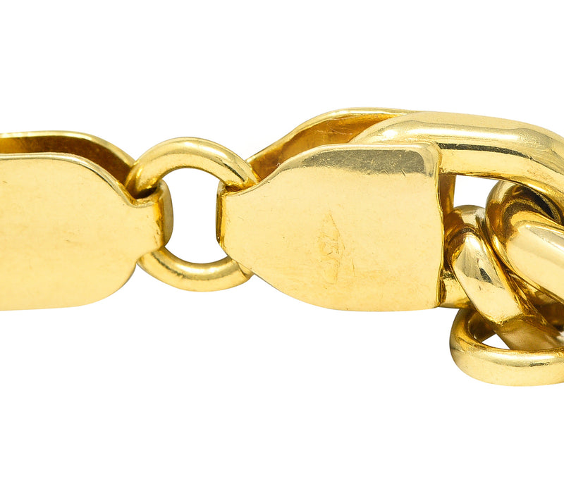 Grossbardt Diamond Inlaid Multi-Gem 18K Yellow Gold Fish Vintage Charm Bracelet