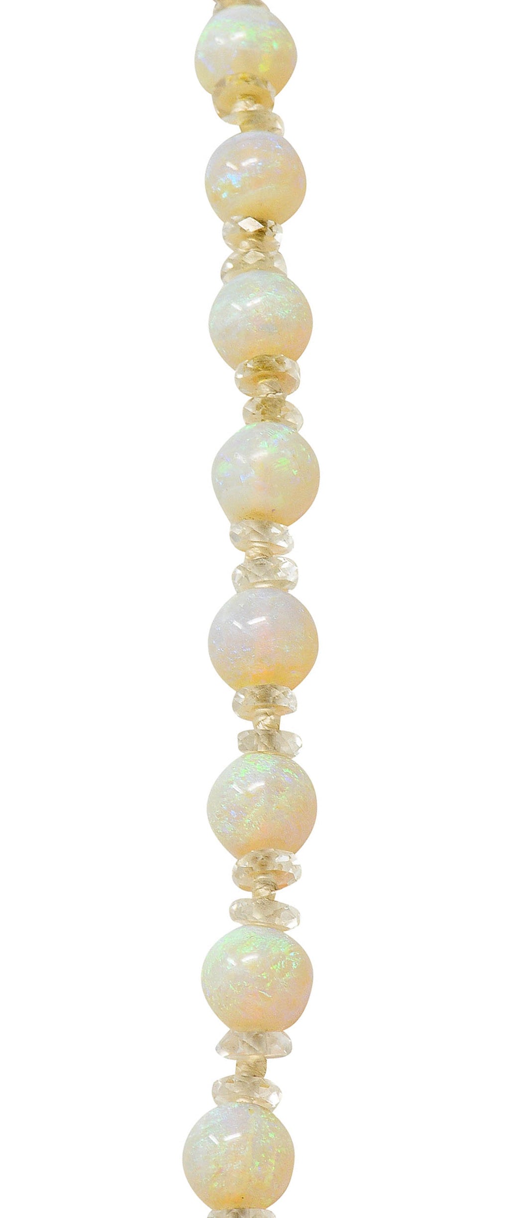 Edwardian Opal Diamond Rock Crystal Platinum Strand NecklaceNecklace - Wilson's Estate Jewelry