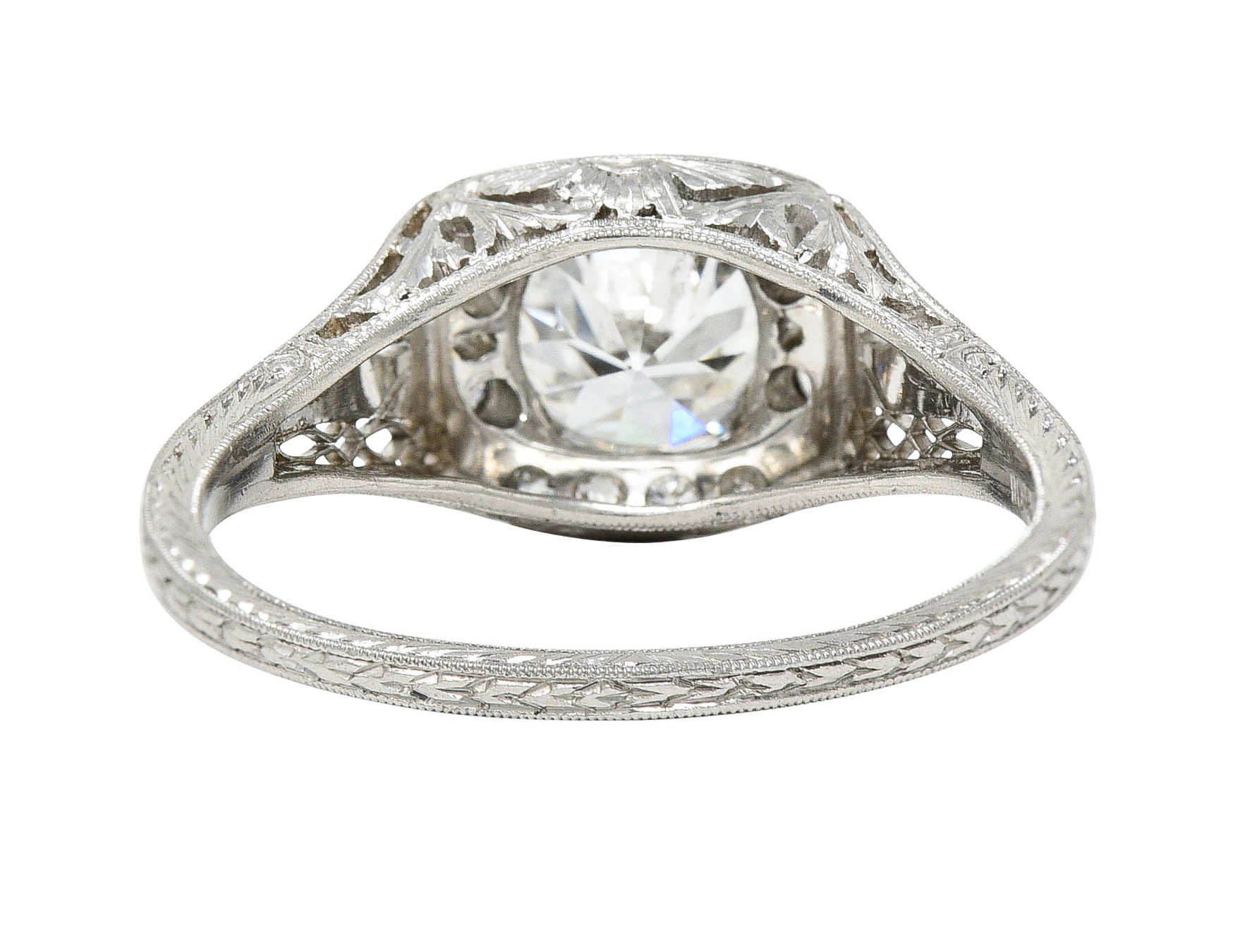 Art Deco 1.35 CTW Diamond Platinum Scrolling Engagement Ring GIARing - Wilson's Estate Jewelry