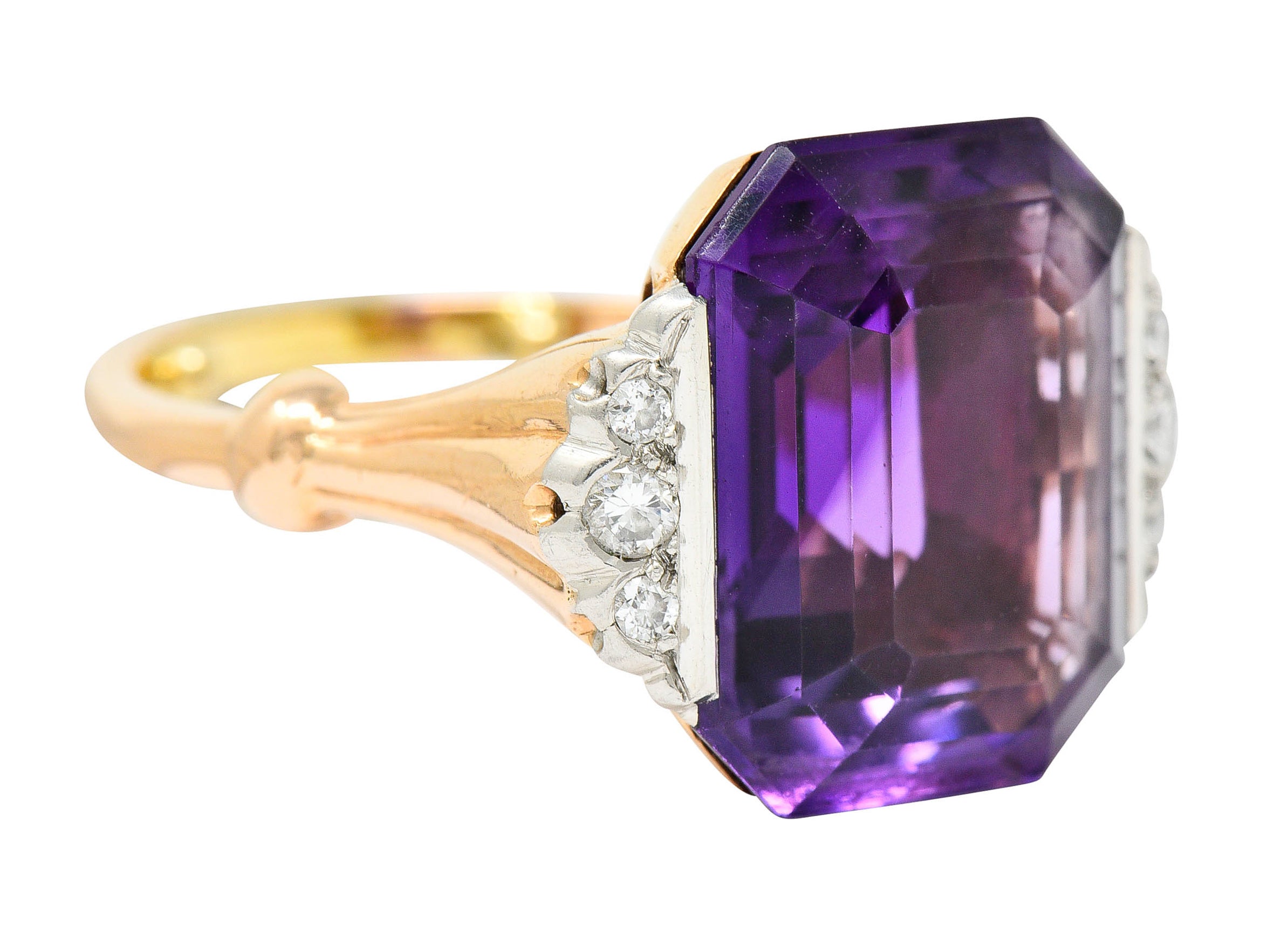 Felger Inc. Amethyst Diamond Platinum-Topped 14 Karat Gold Cocktail RingRing - Wilson's Estate Jewelry