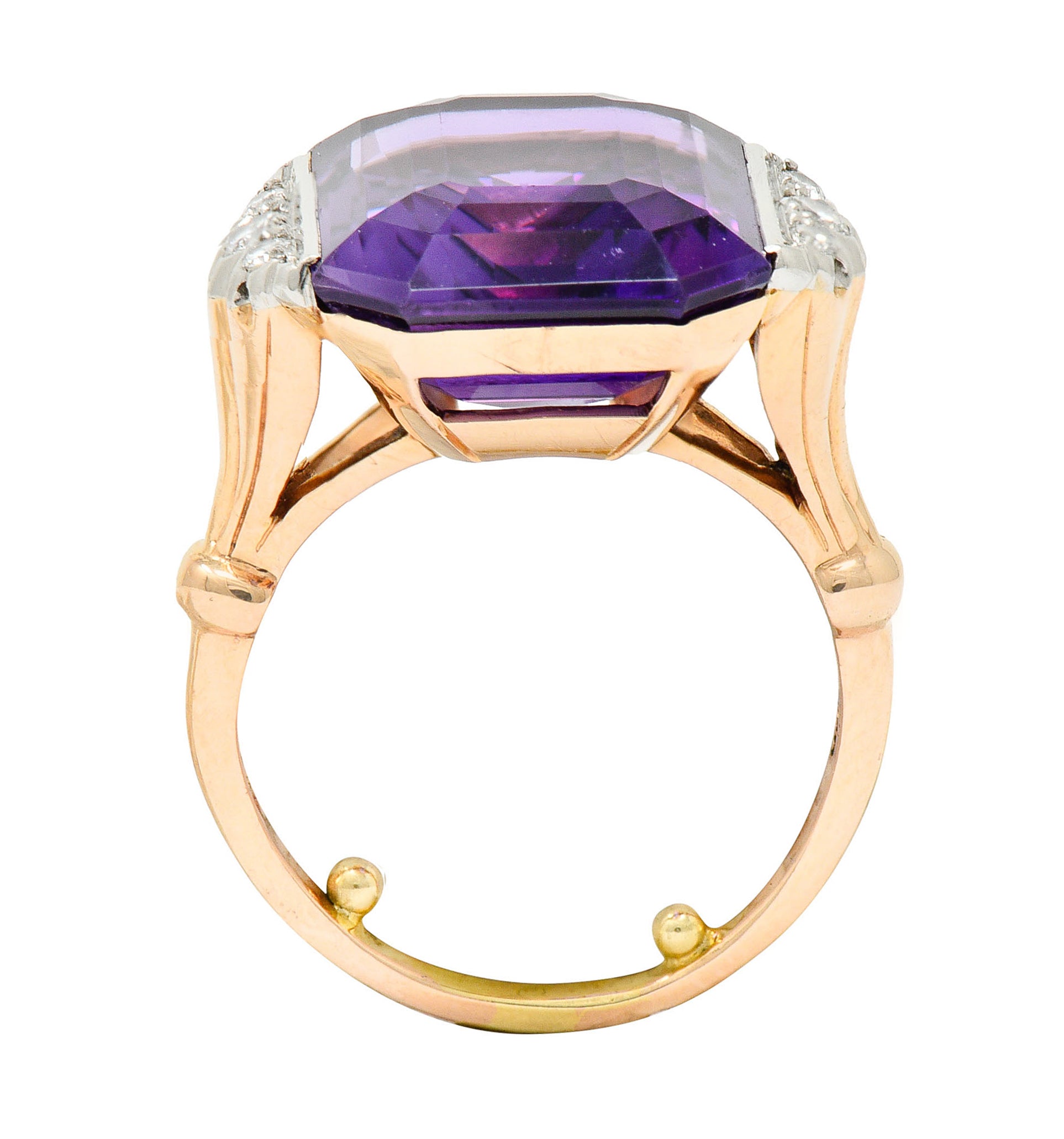 Felger Inc. Amethyst Diamond Platinum-Topped 14 Karat Gold Cocktail RingRing - Wilson's Estate Jewelry