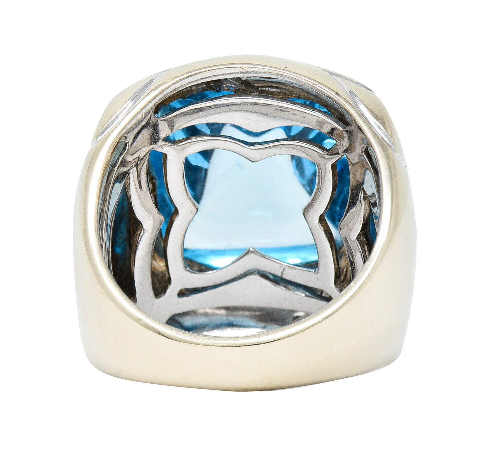 Bulgari Blue Topaz 18 Karat White Gold Pyramide Band RingRing - Wilson's Estate Jewelry