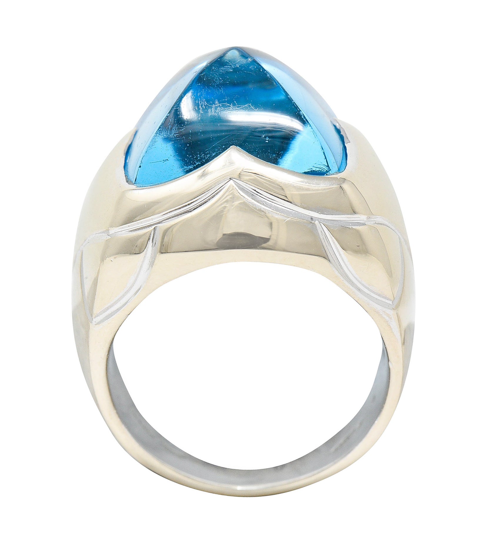 Bulgari Blue Topaz 18 Karat White Gold Pyramide Band RingRing - Wilson's Estate Jewelry