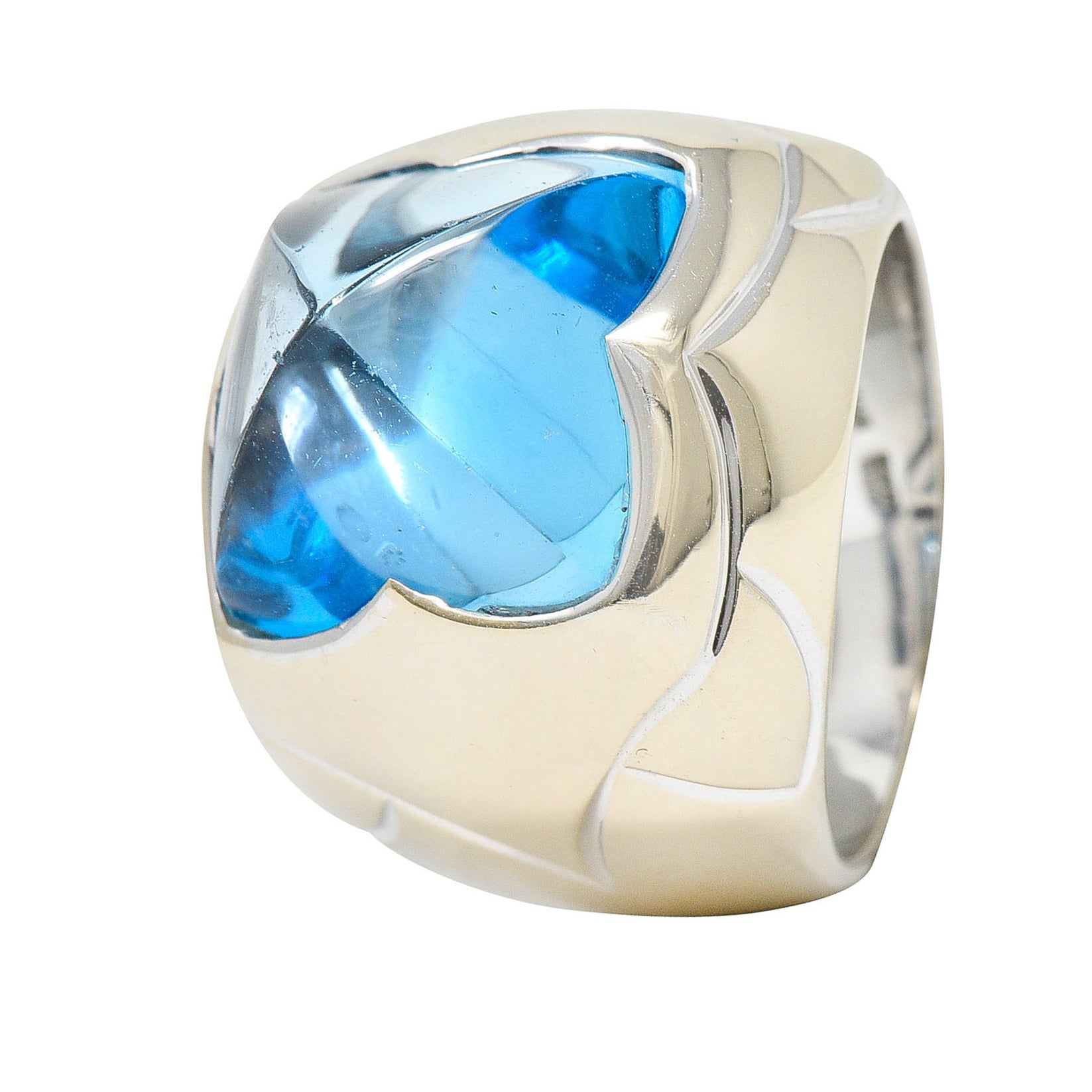 Bulgari Blue Topaz 18 Karat White Gold Pyramide Band RingRing - Wilson's Estate Jewelry