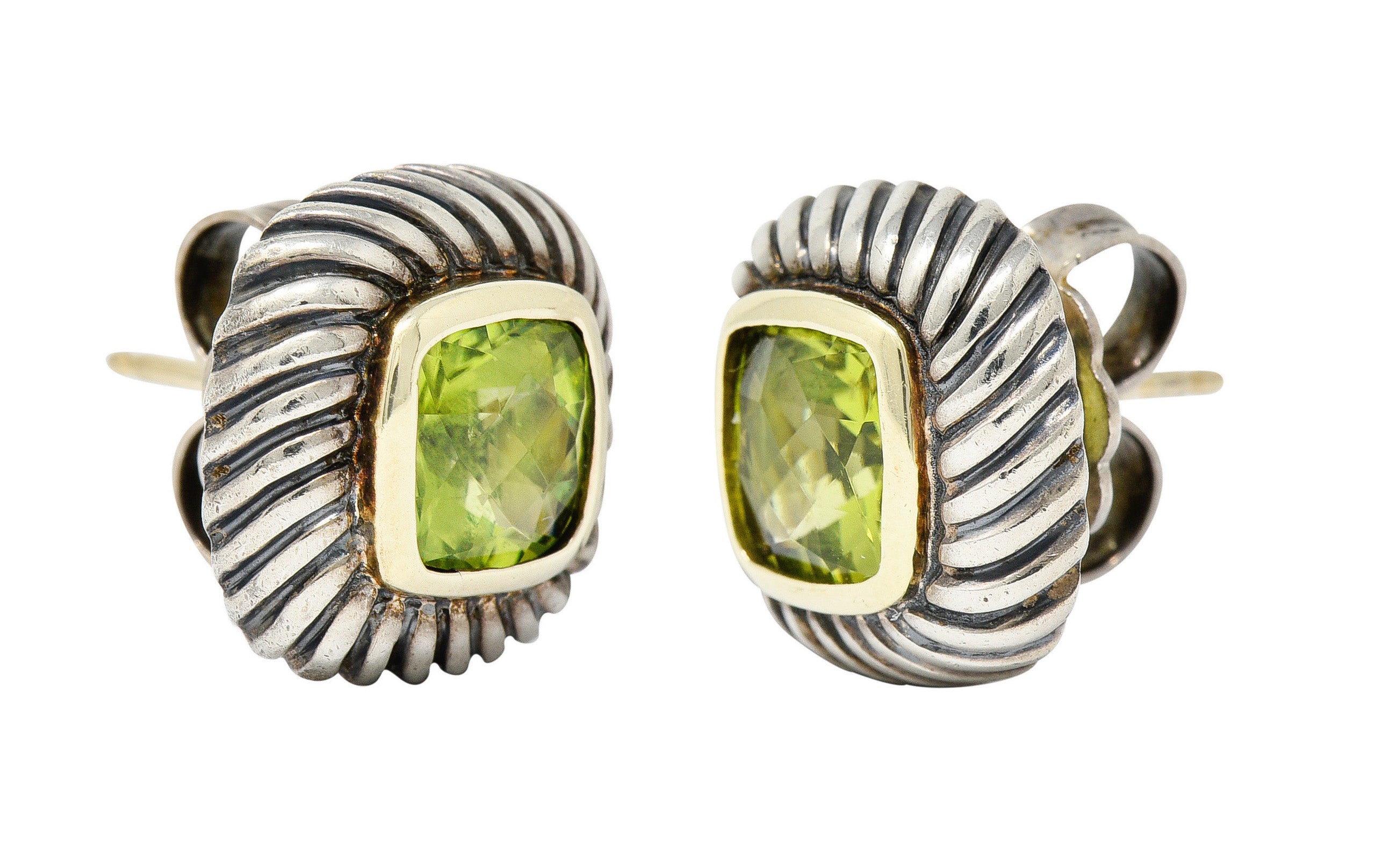 David Yurman Peridot 14 Karat Gold Sterling Silver Albion Stud EarringsEarrings - Wilson's Estate Jewelry