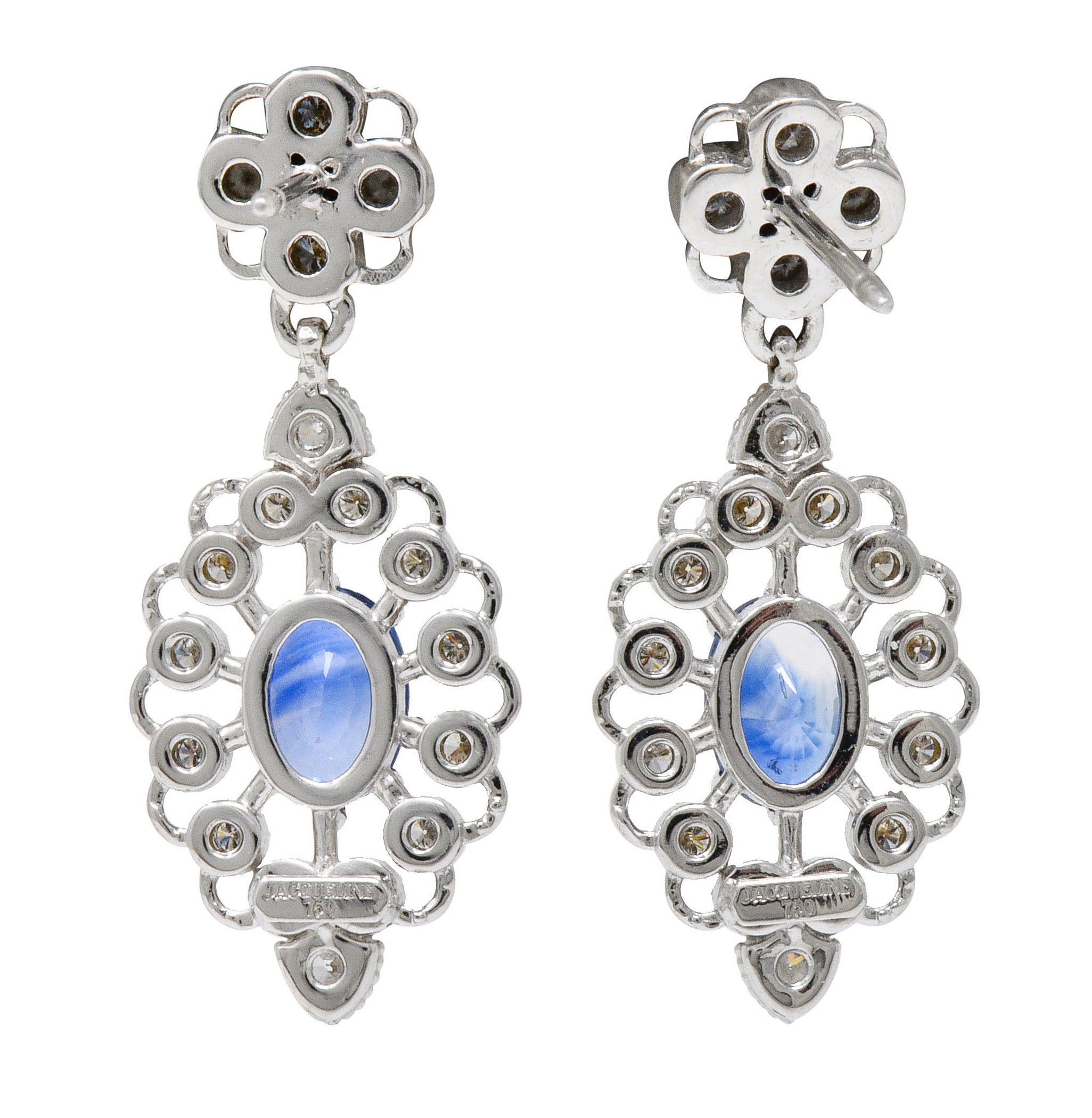 Contemporary 2.35 CTW Sapphire Diamond 18 Karat Gold Drop EarringsEarrings - Wilson's Estate Jewelry